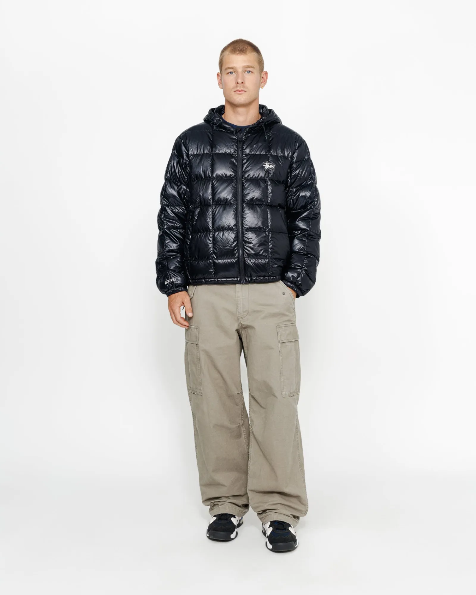 Outerwear>Stüssy MIDWEIGHT HOODED PUFFER Black