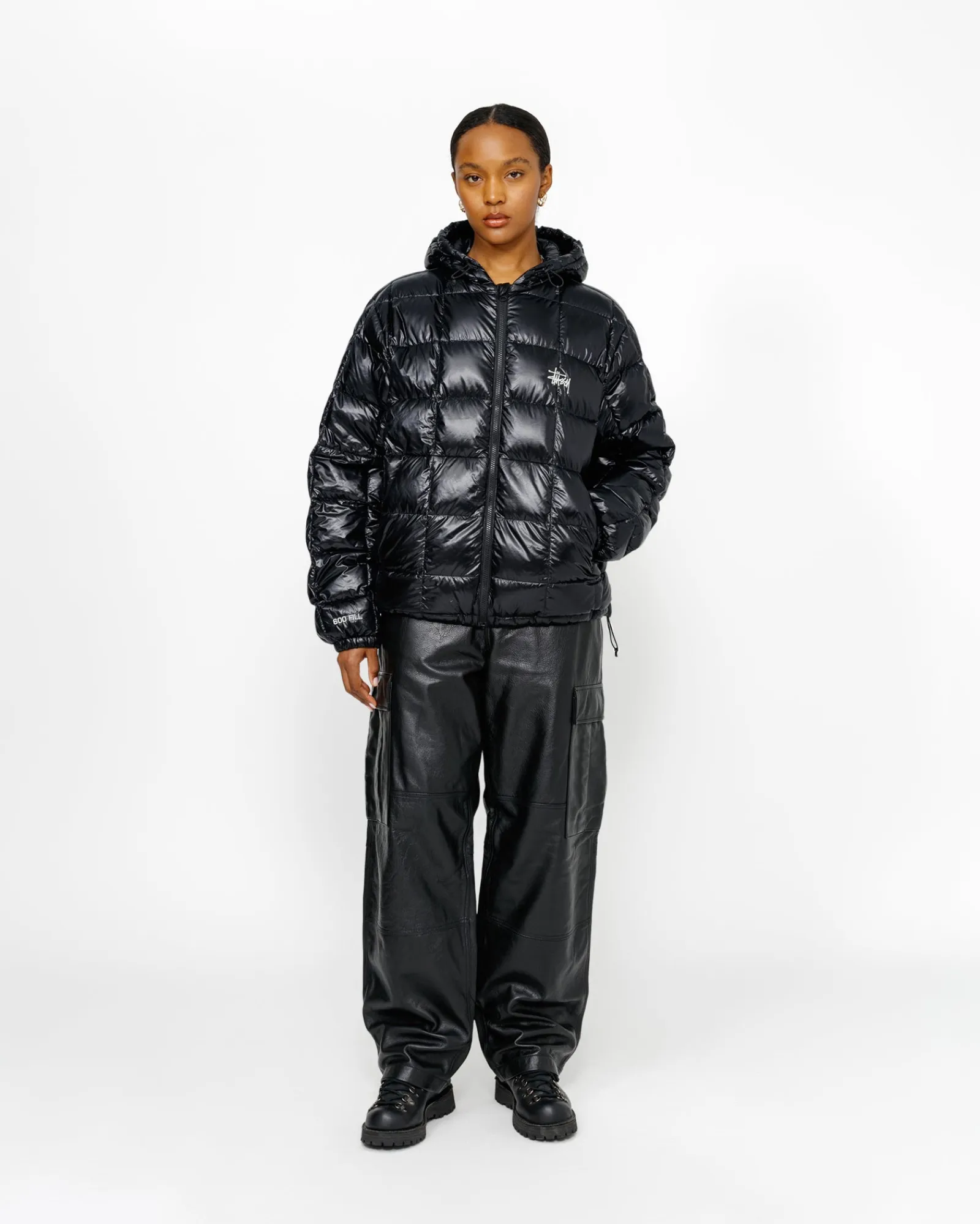 Outerwear>Stüssy MIDWEIGHT HOODED PUFFER Black