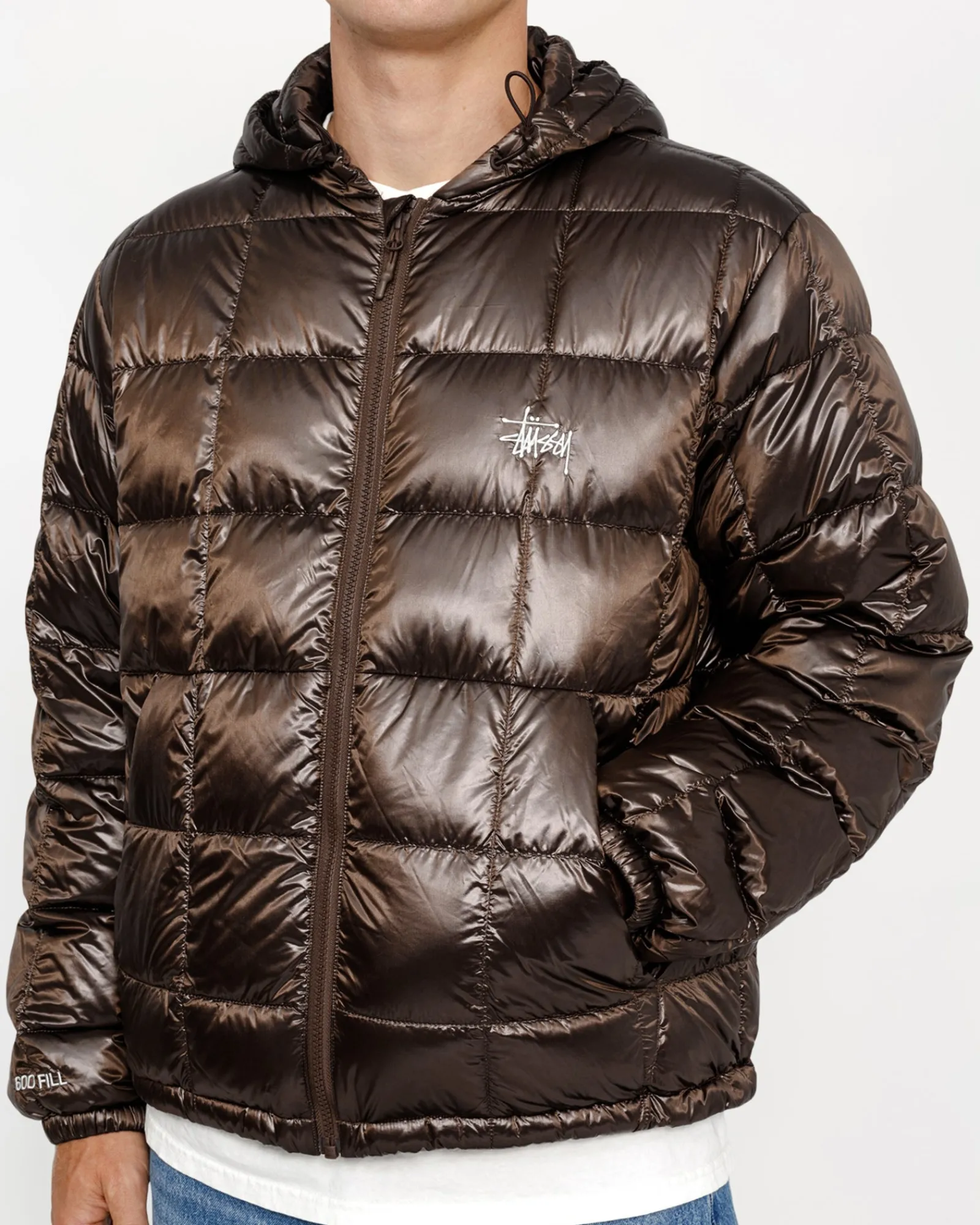 Outerwear>Stüssy MIDWEIGHT HOODED PUFFER Brown
