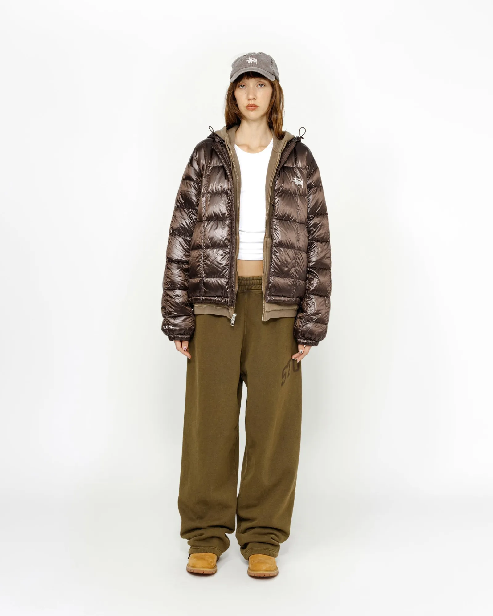 Outerwear>Stüssy MIDWEIGHT HOODED PUFFER Brown