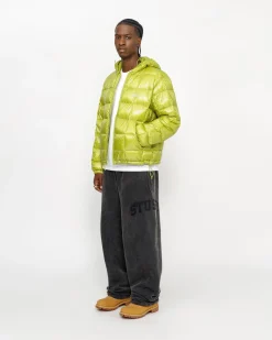 Outerwear>Stüssy MIDWEIGHT HOODED PUFFER Lime