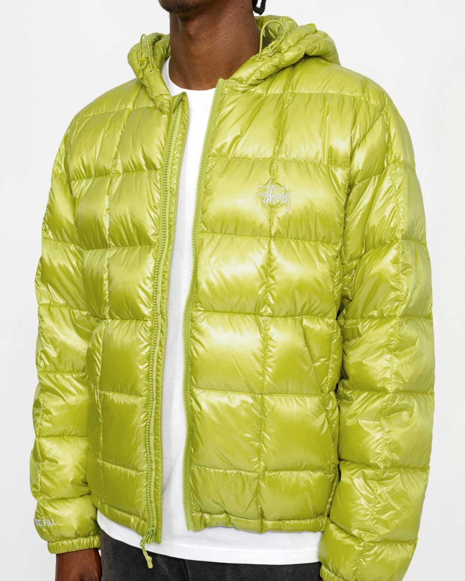 Outerwear>Stüssy MIDWEIGHT HOODED PUFFER Lime