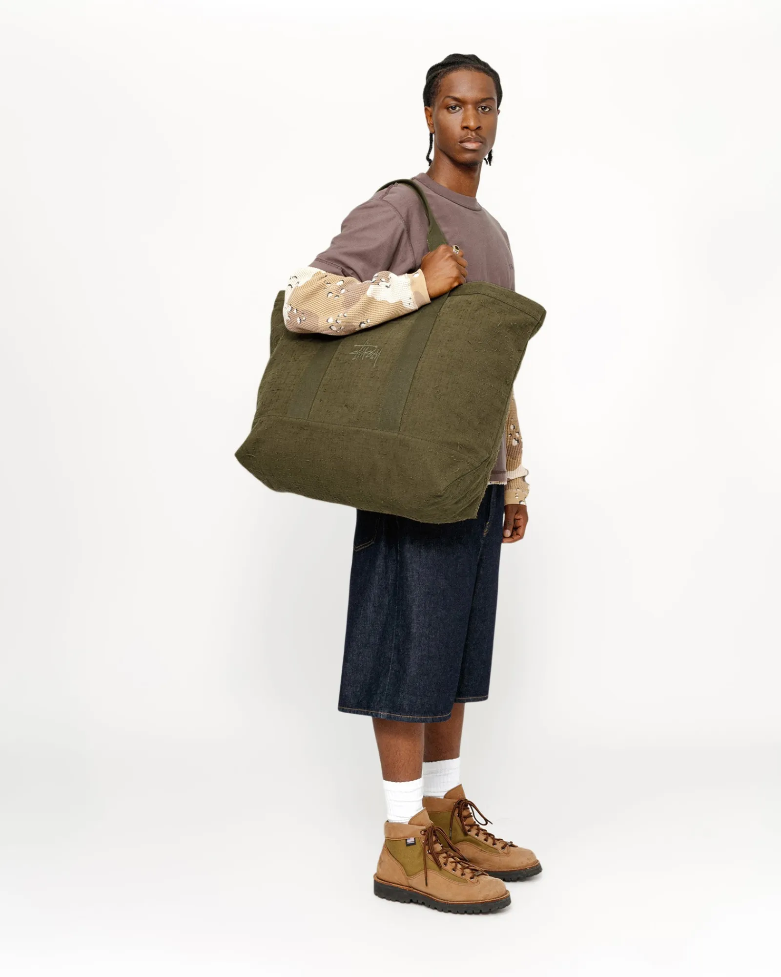 Accessories>Stüssy NEEDLE PUNCH XL TOTE BAG Olive