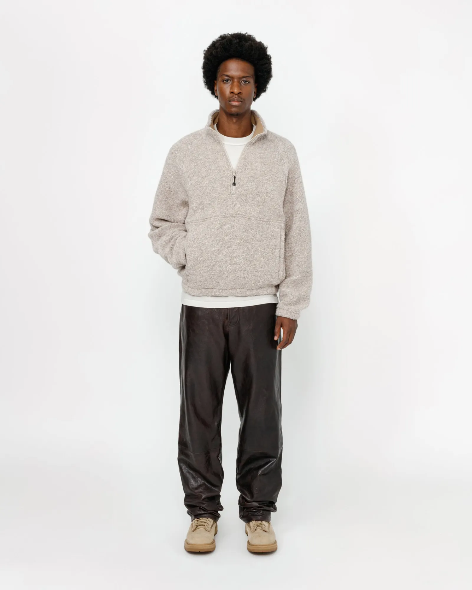 Pants>Stüssy NEW CLASSIC JEAN LEATHER Dark Brown