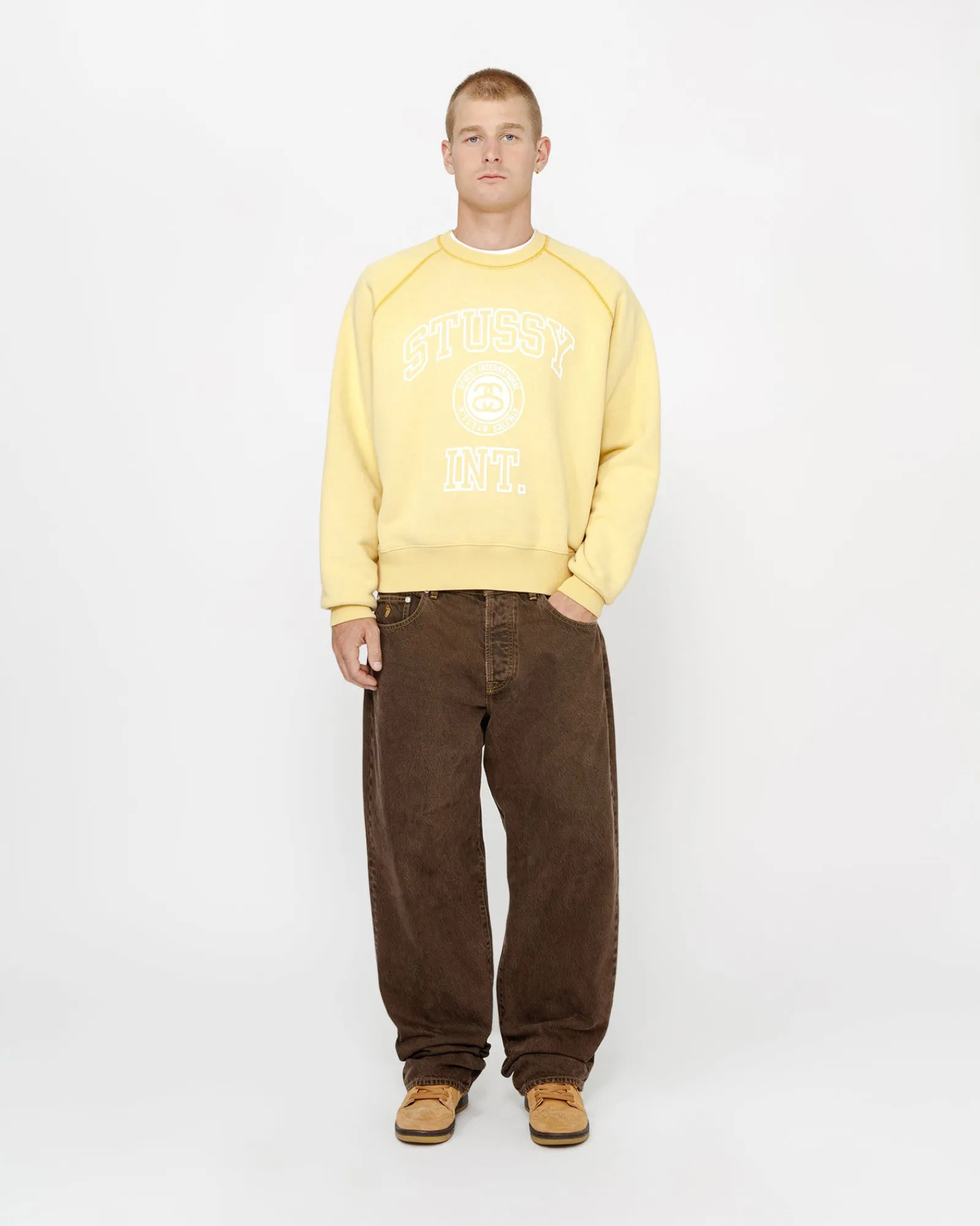 Crews>Stüssy OVERLOCK VARSITY RAGLAN CREW Honey