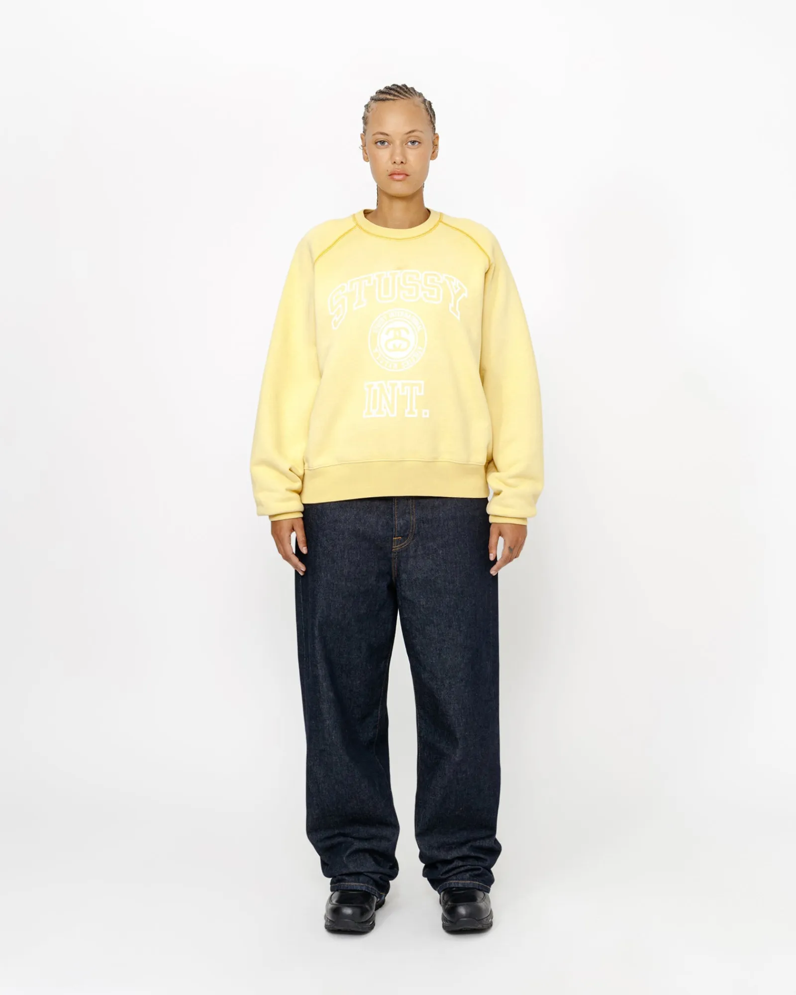 Crews>Stüssy OVERLOCK VARSITY RAGLAN CREW Honey