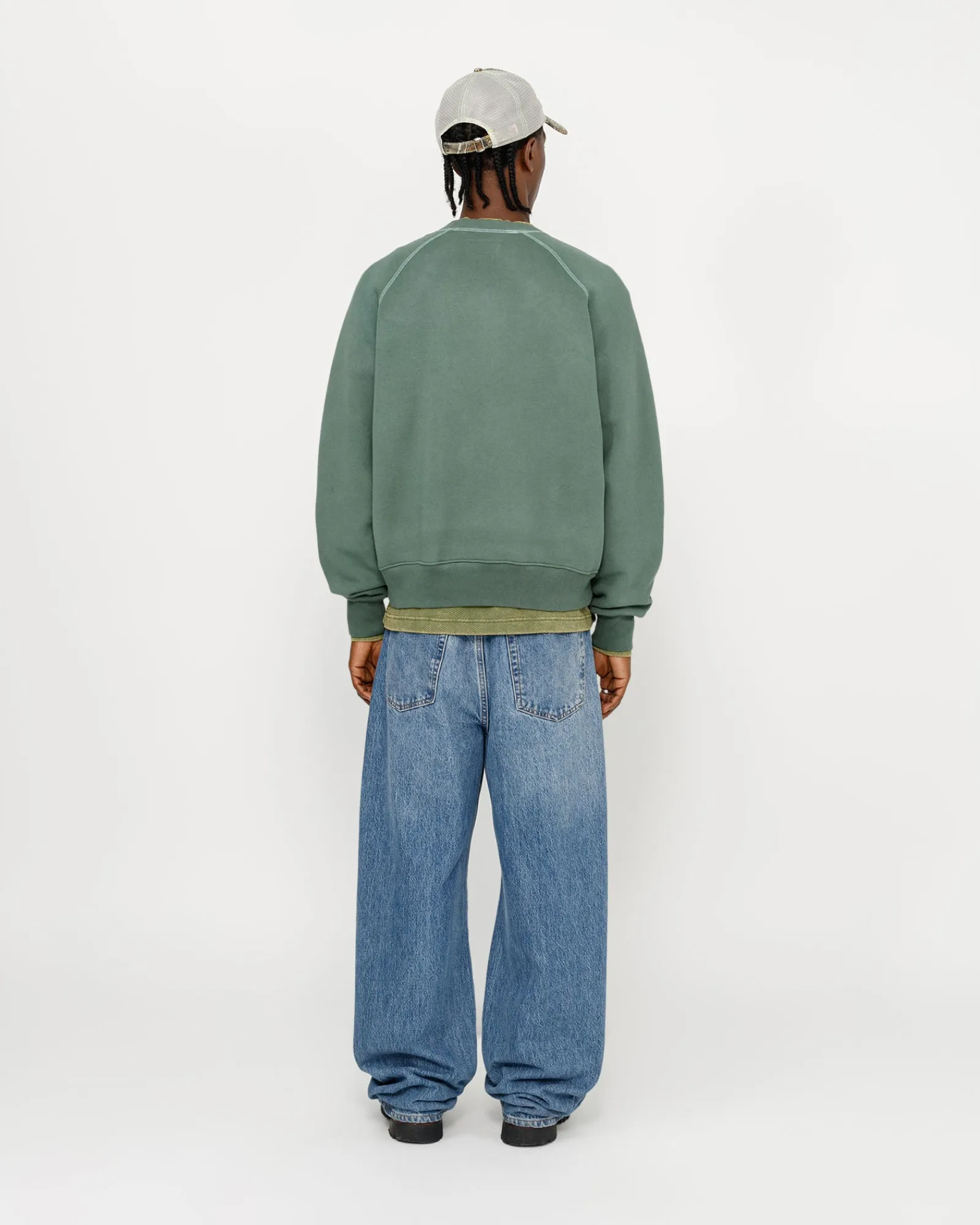 Crews>Stüssy OVERLOCK VARSITY RAGLAN CREW Pine