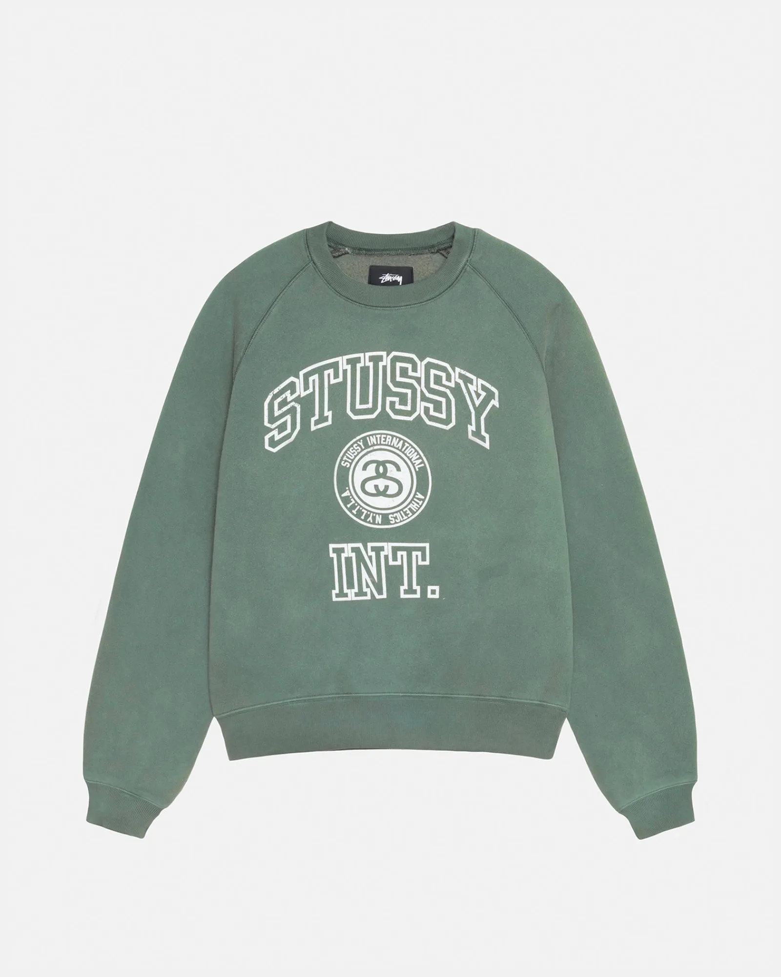 Crews>Stüssy OVERLOCK VARSITY RAGLAN CREW Pine