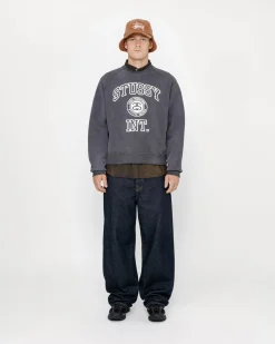 Crews>Stüssy OVERLOCK VARSITY RAGLAN CREW Washed Black
