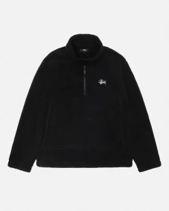 Outerwear>Stüssy POLAR FLEECE HALF ZIP MOCK NECK Black