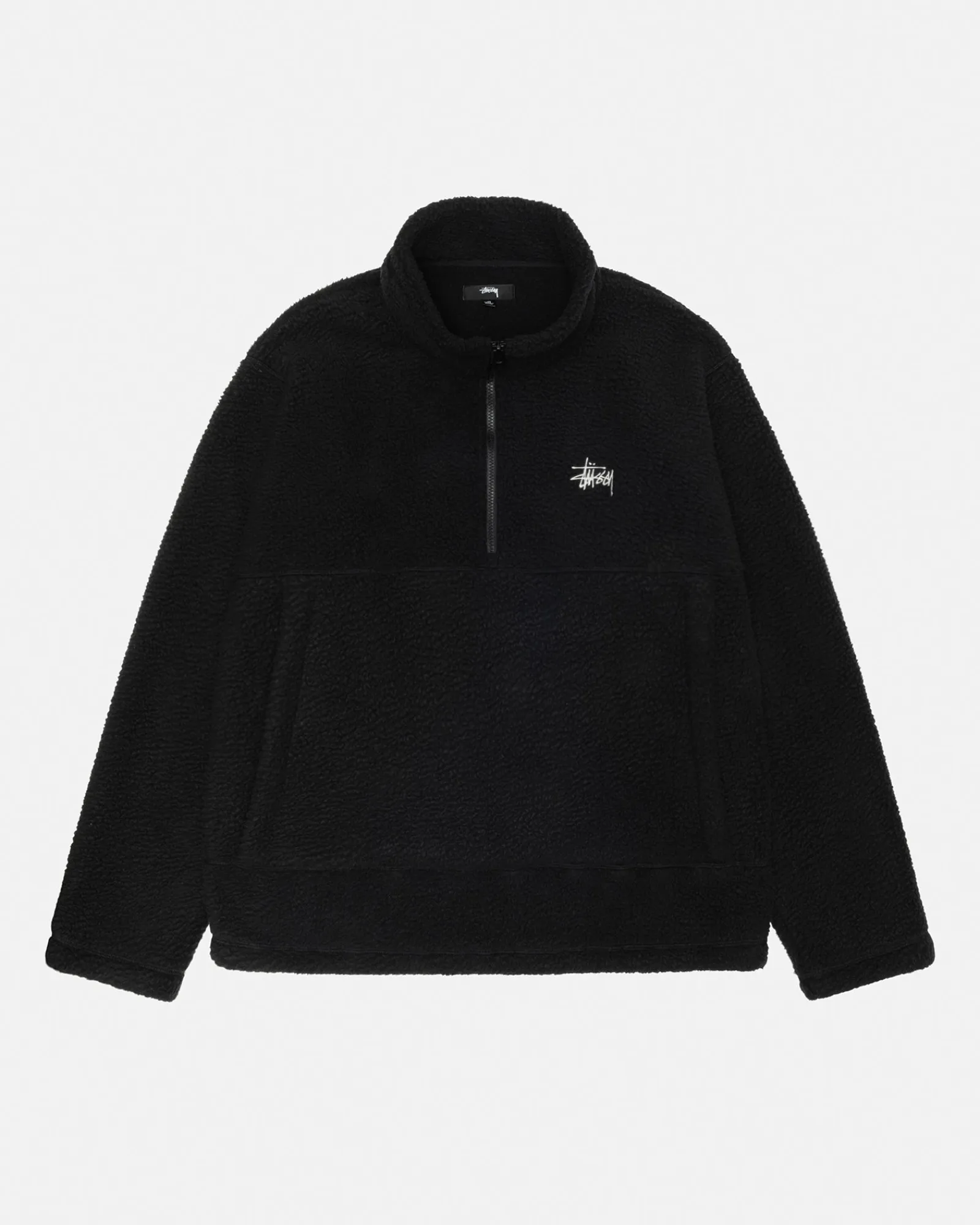 Outerwear>Stüssy POLAR FLEECE HALF ZIP MOCK NECK Black