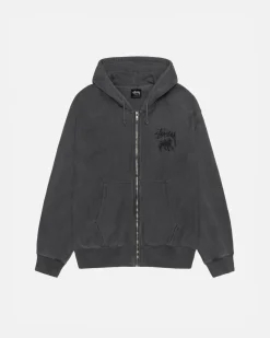 Hoodies>Stüssy RASTA LION ZIP HOODIE PIGMENT DYED Black