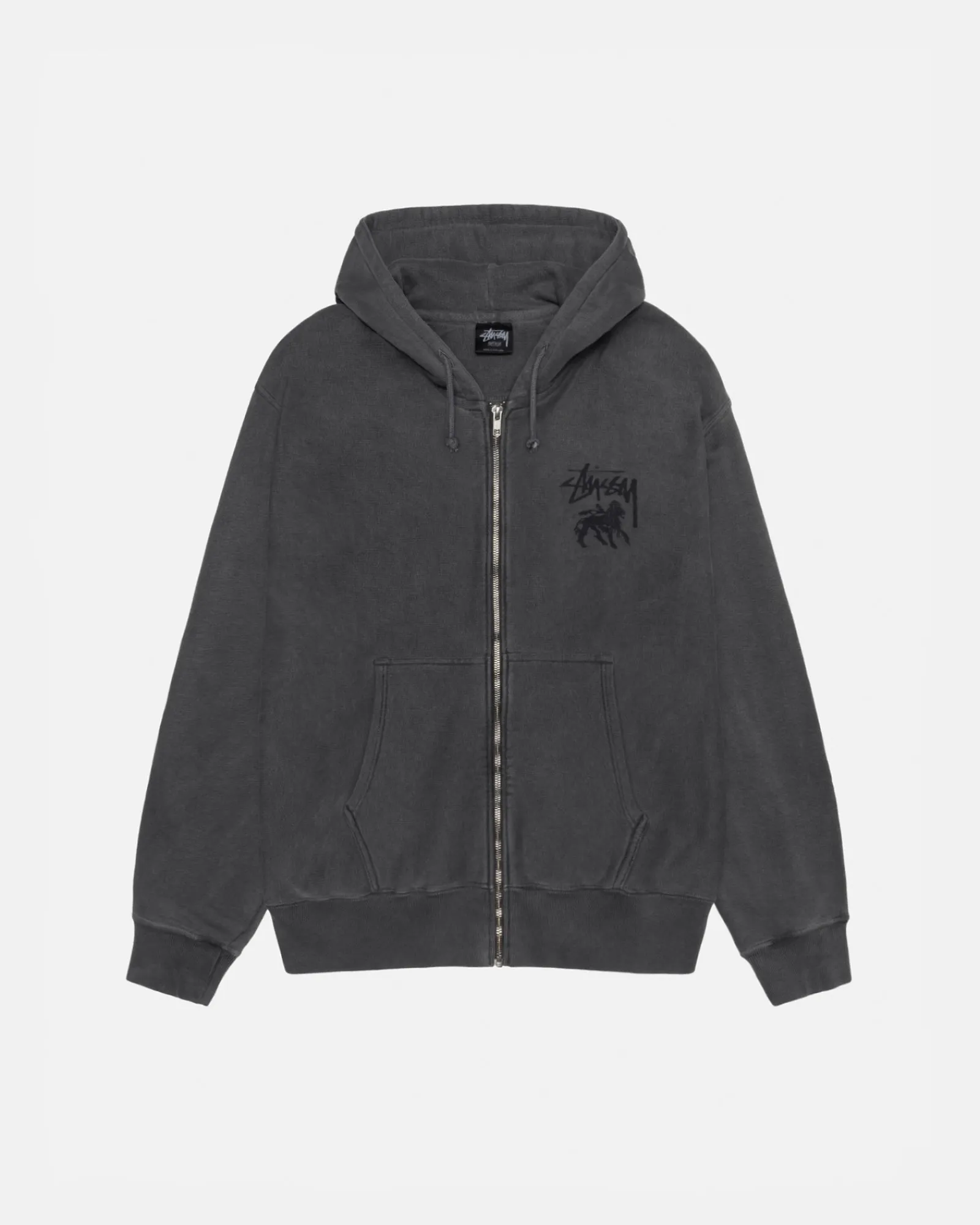 Hoodies>Stüssy RASTA LION ZIP HOODIE PIGMENT DYED Black