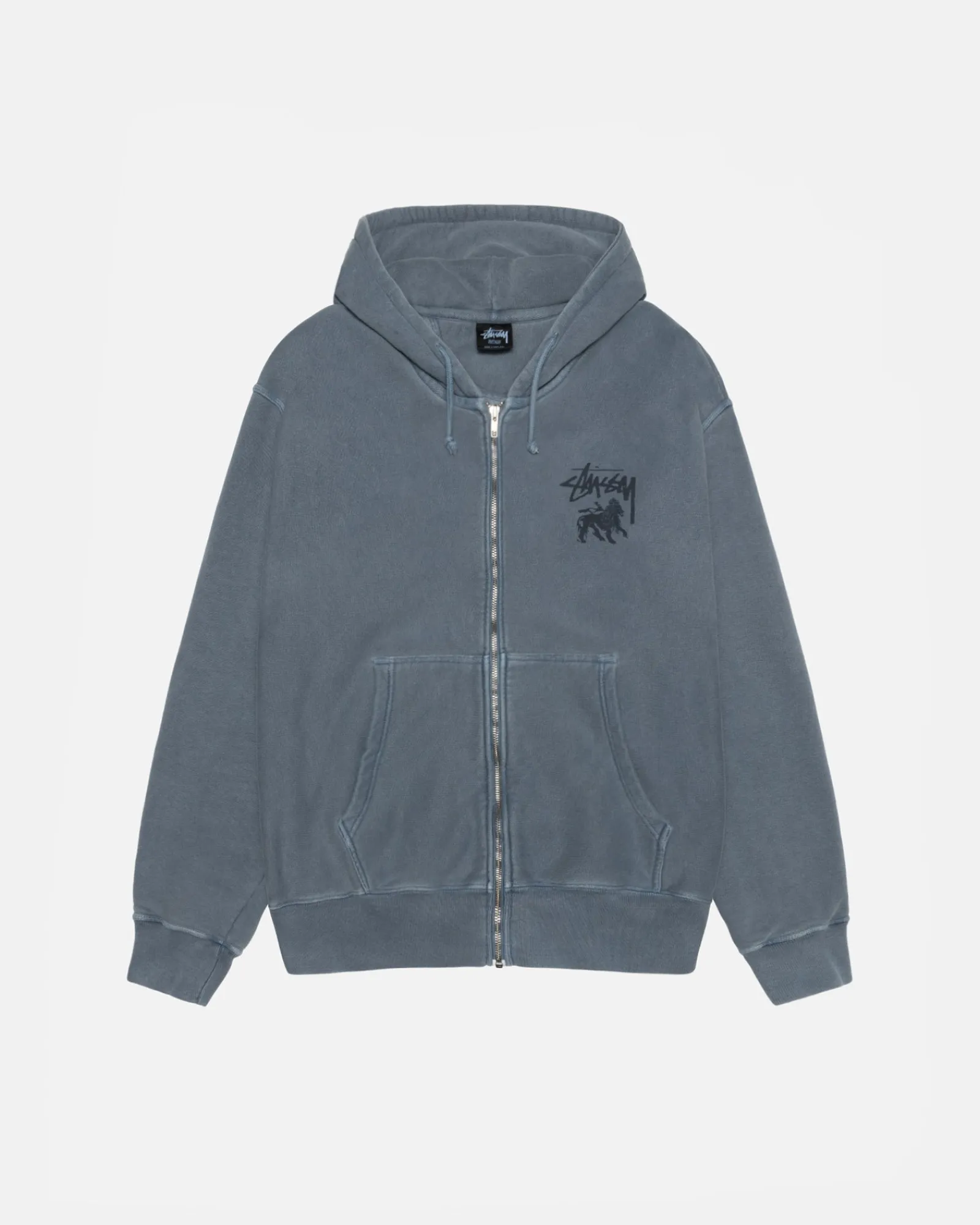 Hoodies>Stüssy RASTA LION ZIP HOODIE PIGMENT DYED Navy
