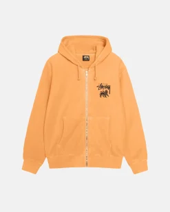 Hoodies>Stüssy RASTA LION ZIP HOODIE PIGMENT DYED Orange