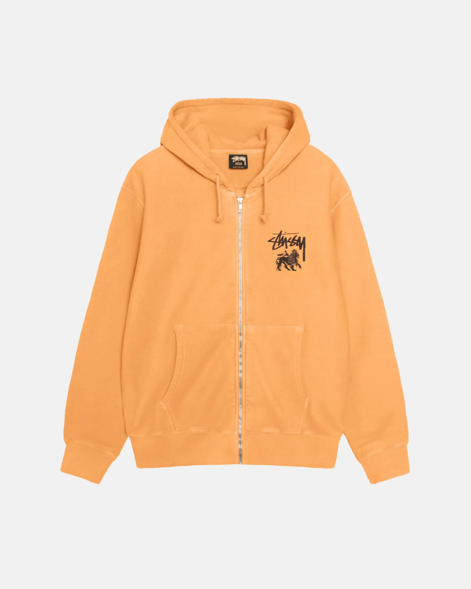 Hoodies>Stüssy RASTA LION ZIP HOODIE PIGMENT DYED Orange