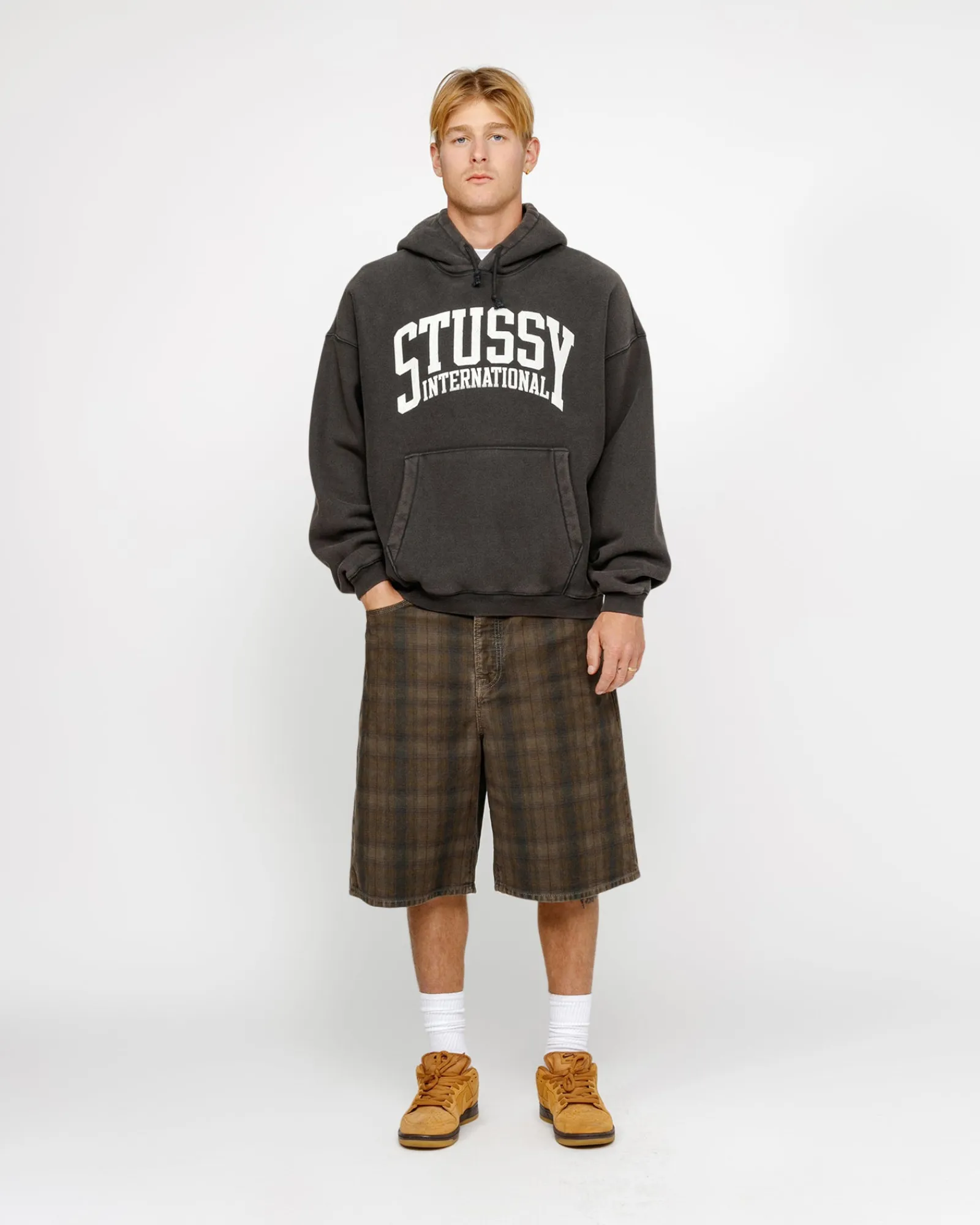 Hoodies>Stüssy RELAXED HOODIE INTERNATIONAL Washed Black