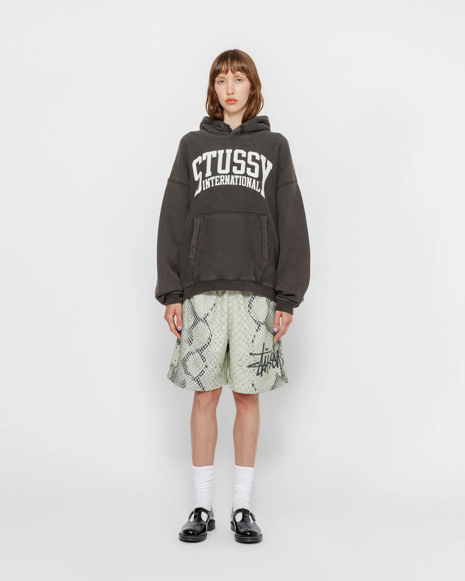 Hoodies>Stüssy RELAXED HOODIE INTERNATIONAL Washed Black