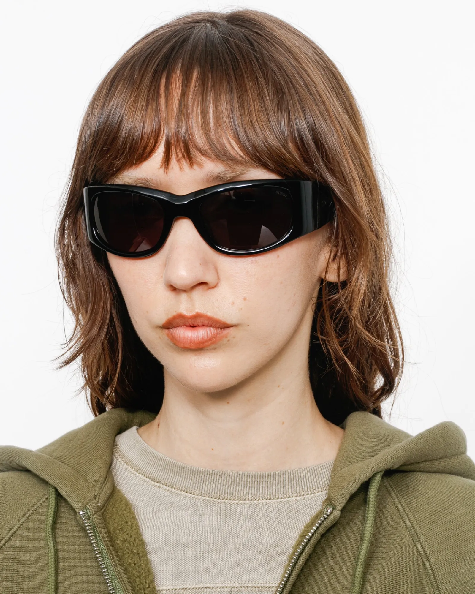 Accessories|Eyegear>Stüssy RENE SUNGLASSES Black / Black Lens
