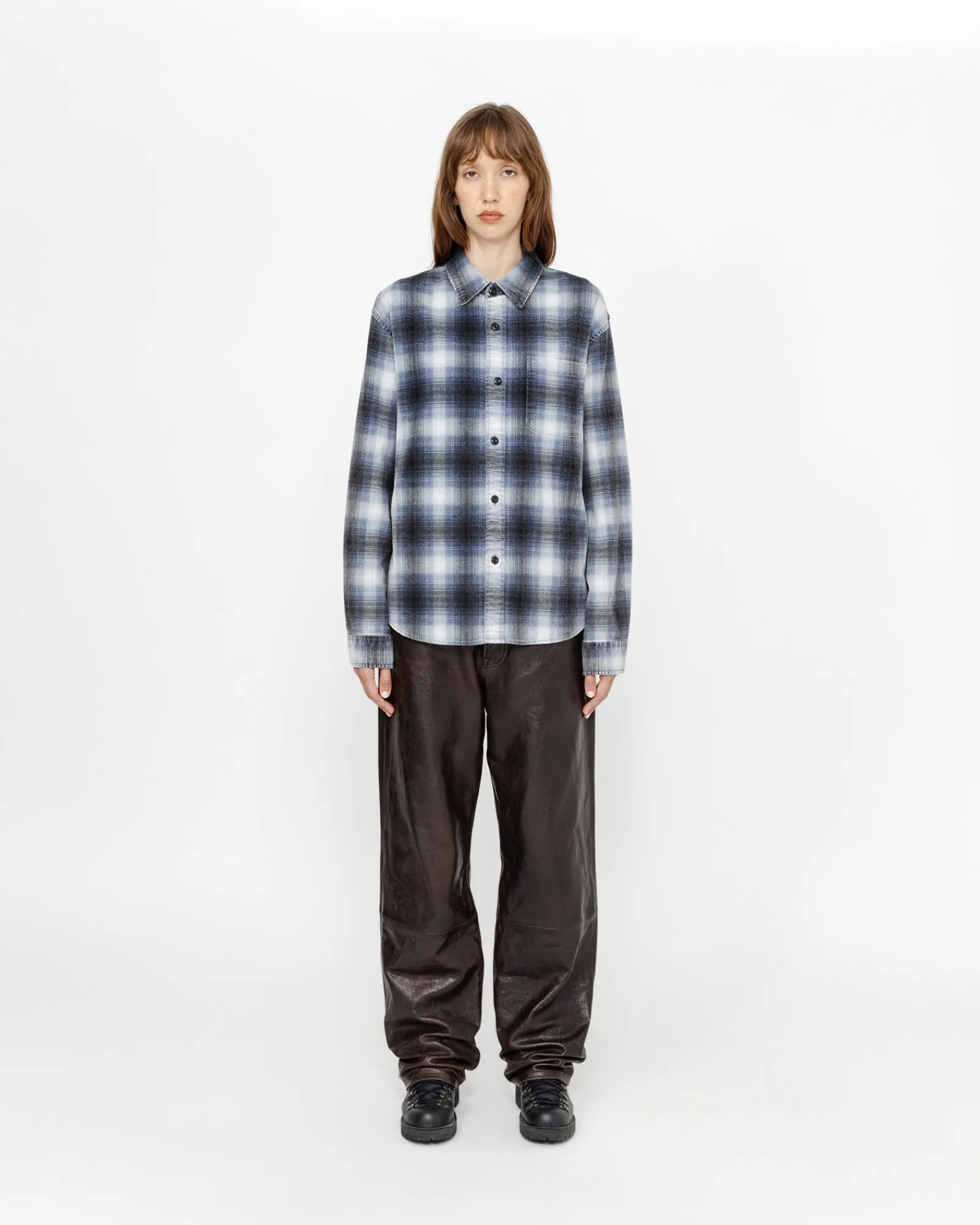 Shirts>Stüssy ROCCO FLANNEL PLAID SHIRT Blue