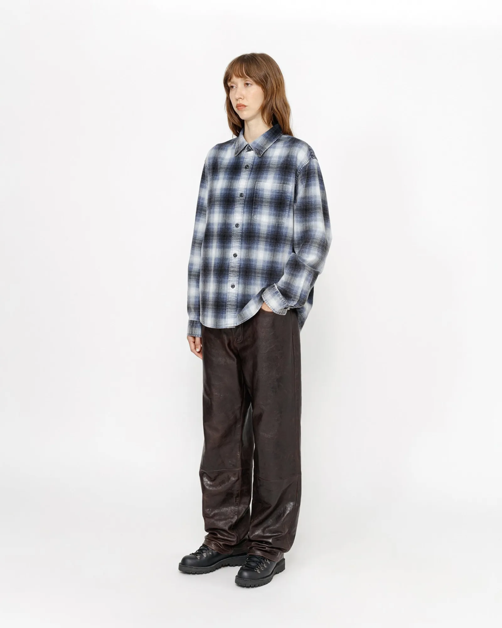 Shirts>Stüssy ROCCO FLANNEL PLAID SHIRT Blue