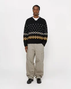 Knits>Stüssy ROLL NECK FAIRISLE SWEATER Charcoal