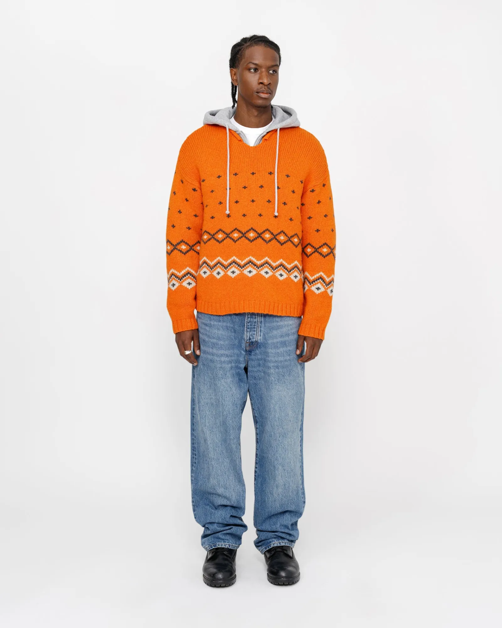 Knits>Stüssy ROLL NECK FAIRISLE SWEATER Orange