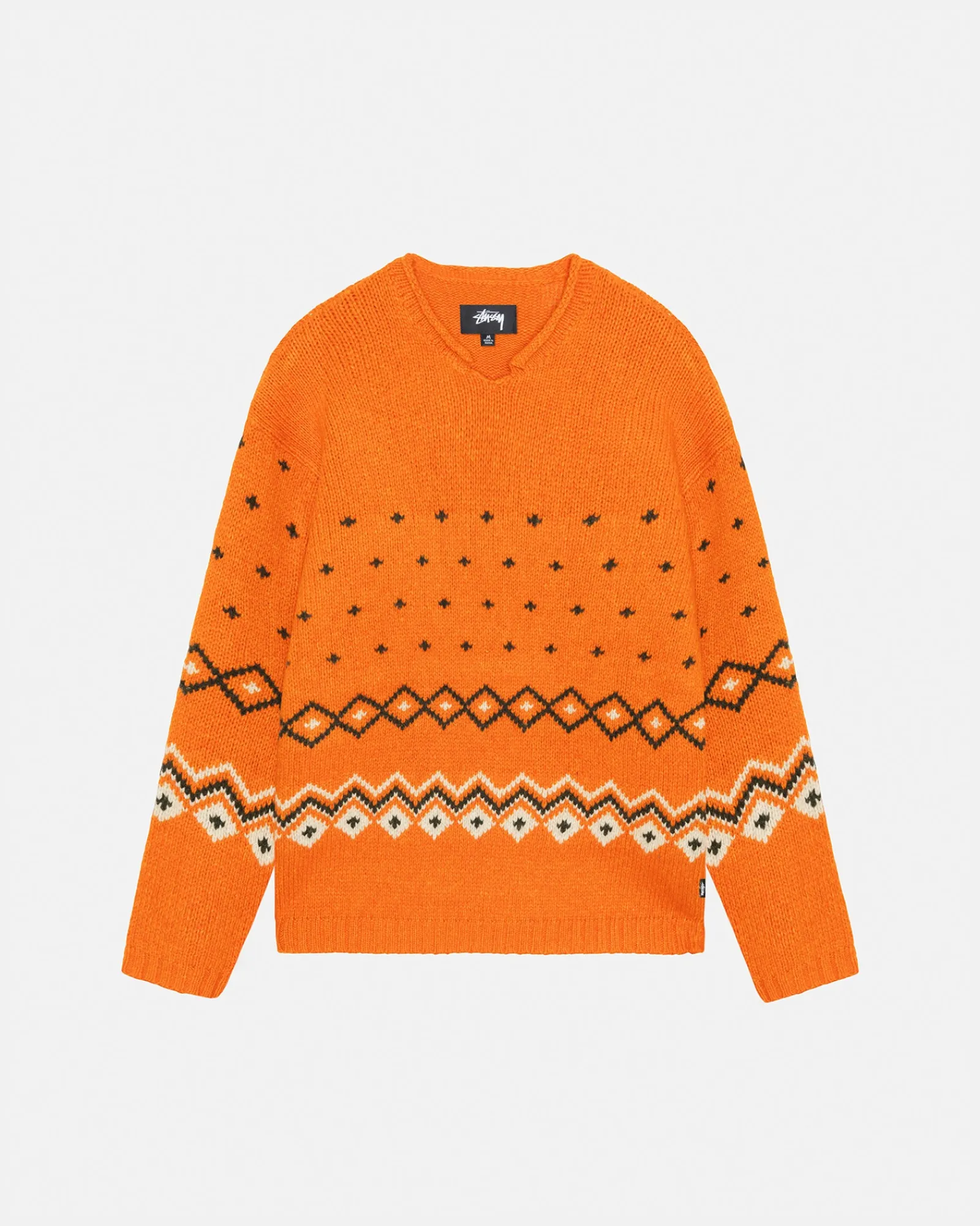 Knits>Stüssy ROLL NECK FAIRISLE SWEATER Orange
