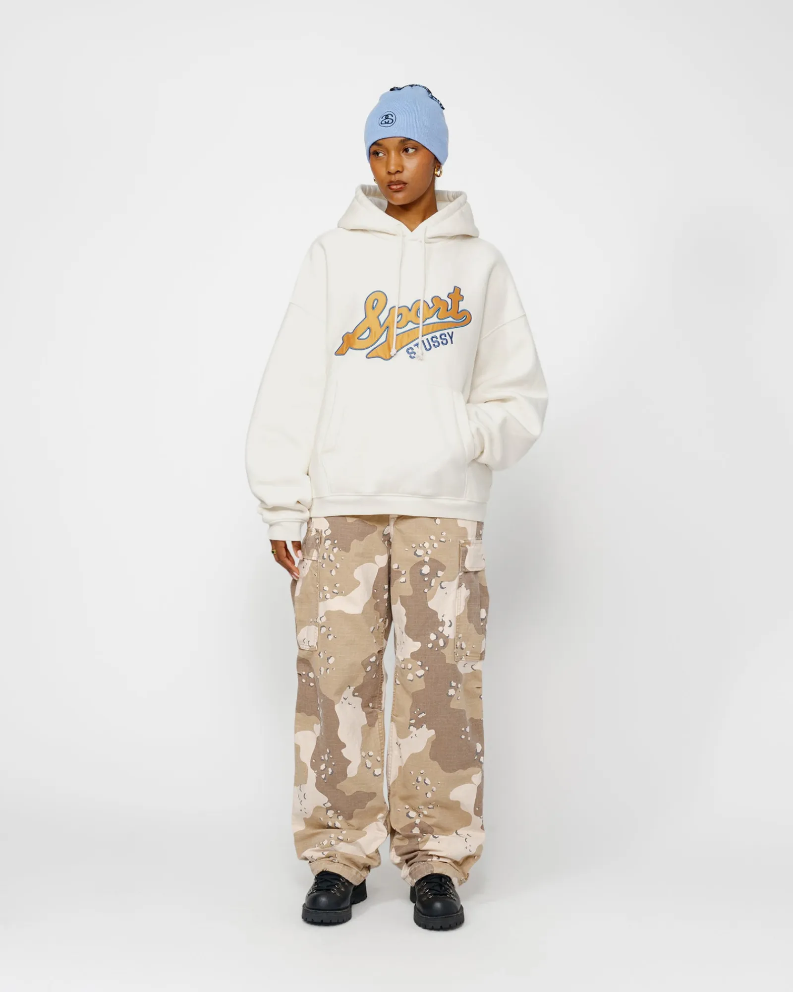 Hoodies>Stüssy SATIN PATCH HOODIE Off White
