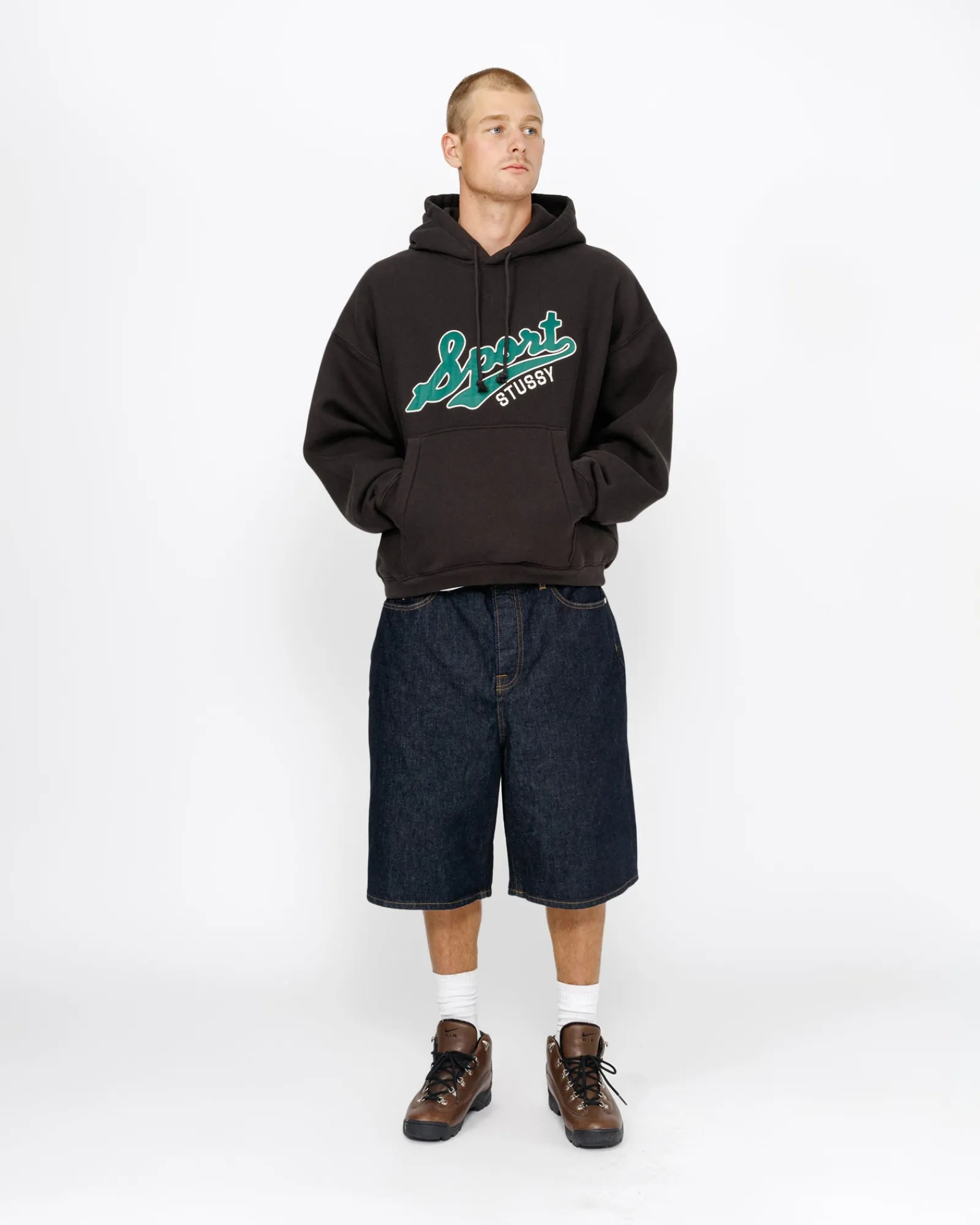 Hoodies>Stüssy SATIN PATCH HOODIE Washed Black