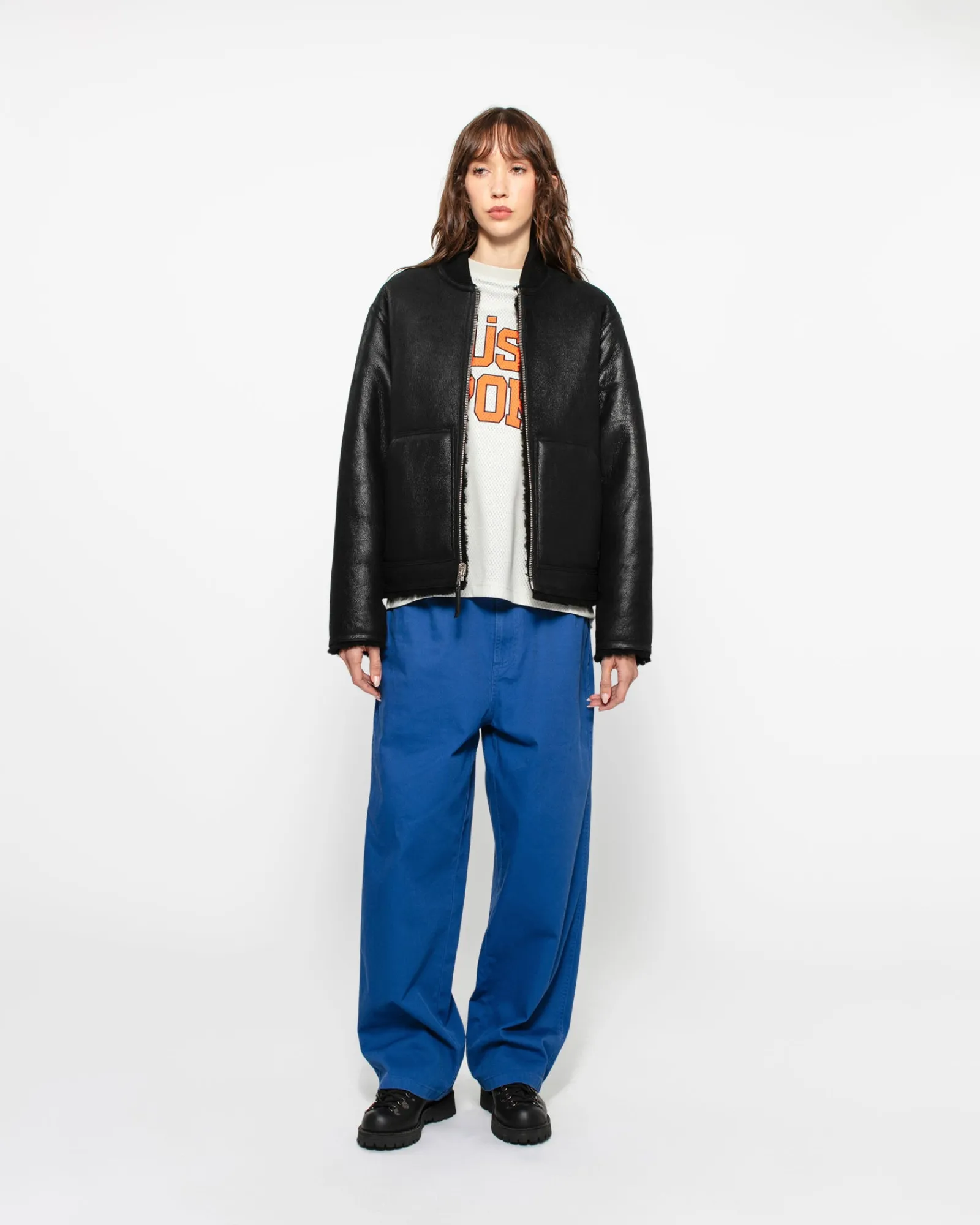 Outerwear>Stüssy SHEARLING REVERSIBLE BOMBER Black