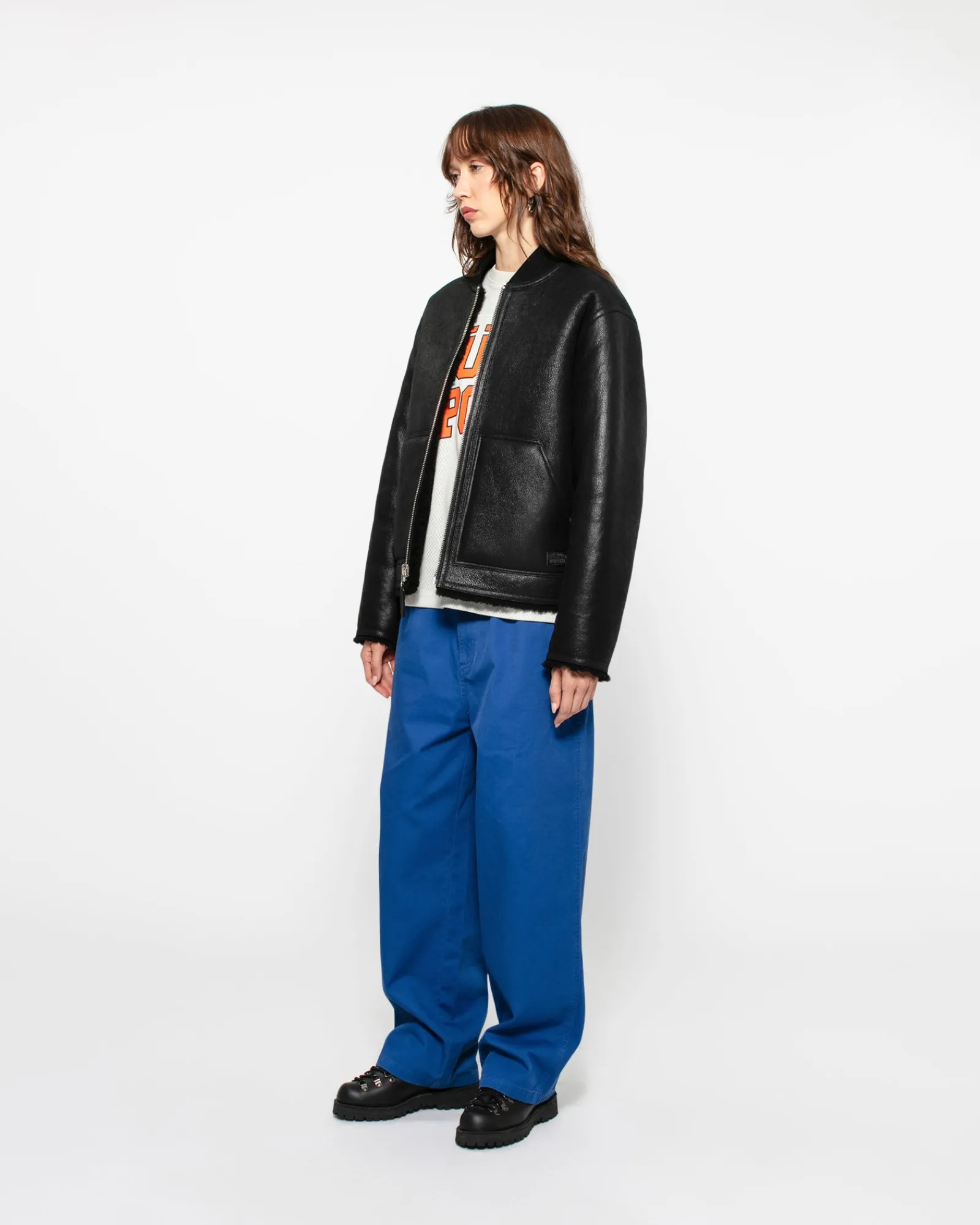 Outerwear>Stüssy SHEARLING REVERSIBLE BOMBER Black