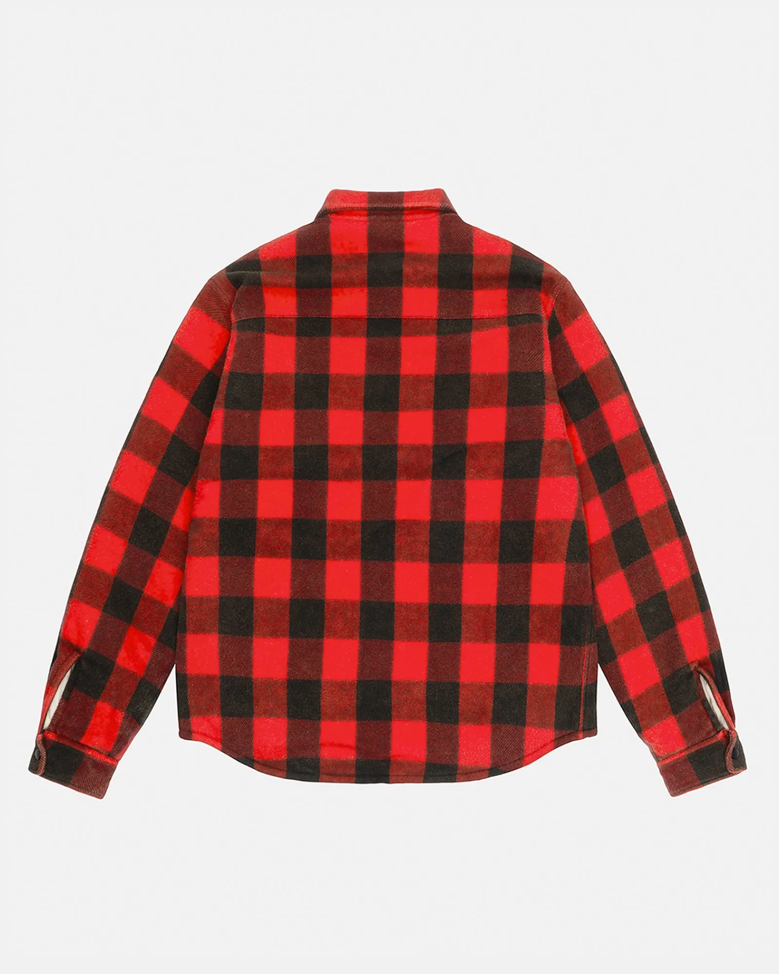 Shirts|Outerwear>Stüssy SHERPA LINED BUFFALO PLAID SHIRT Red