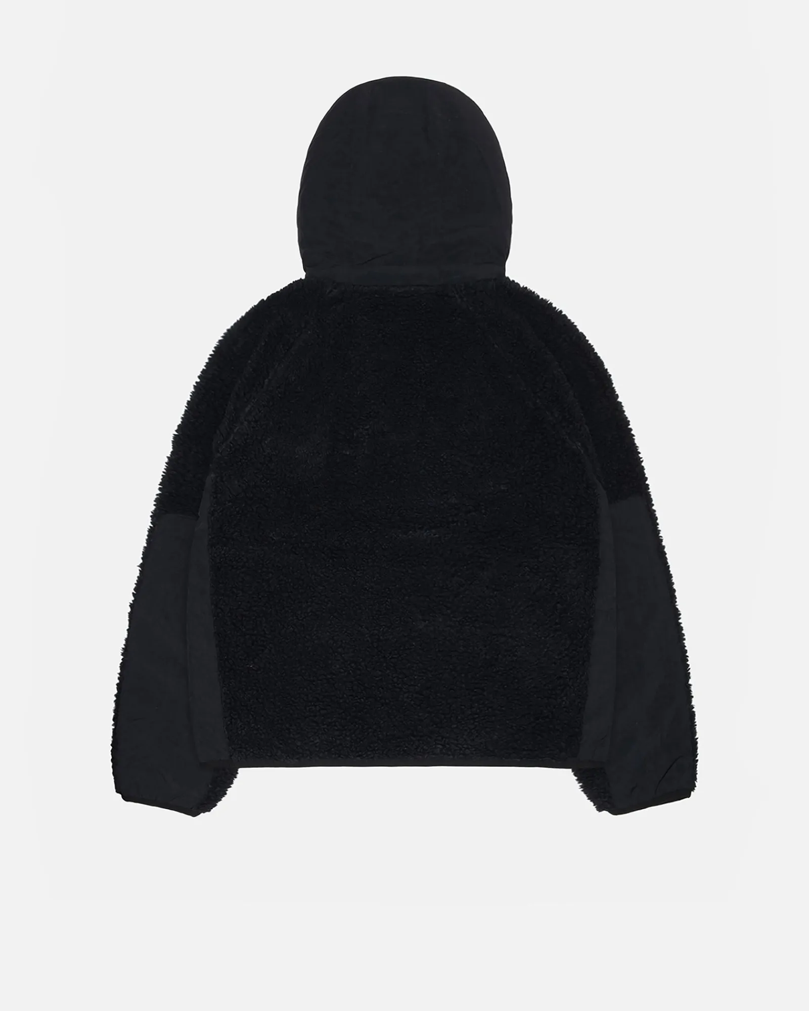 Outerwear>Stüssy SHERPA PANELED HOODED JACKET Black