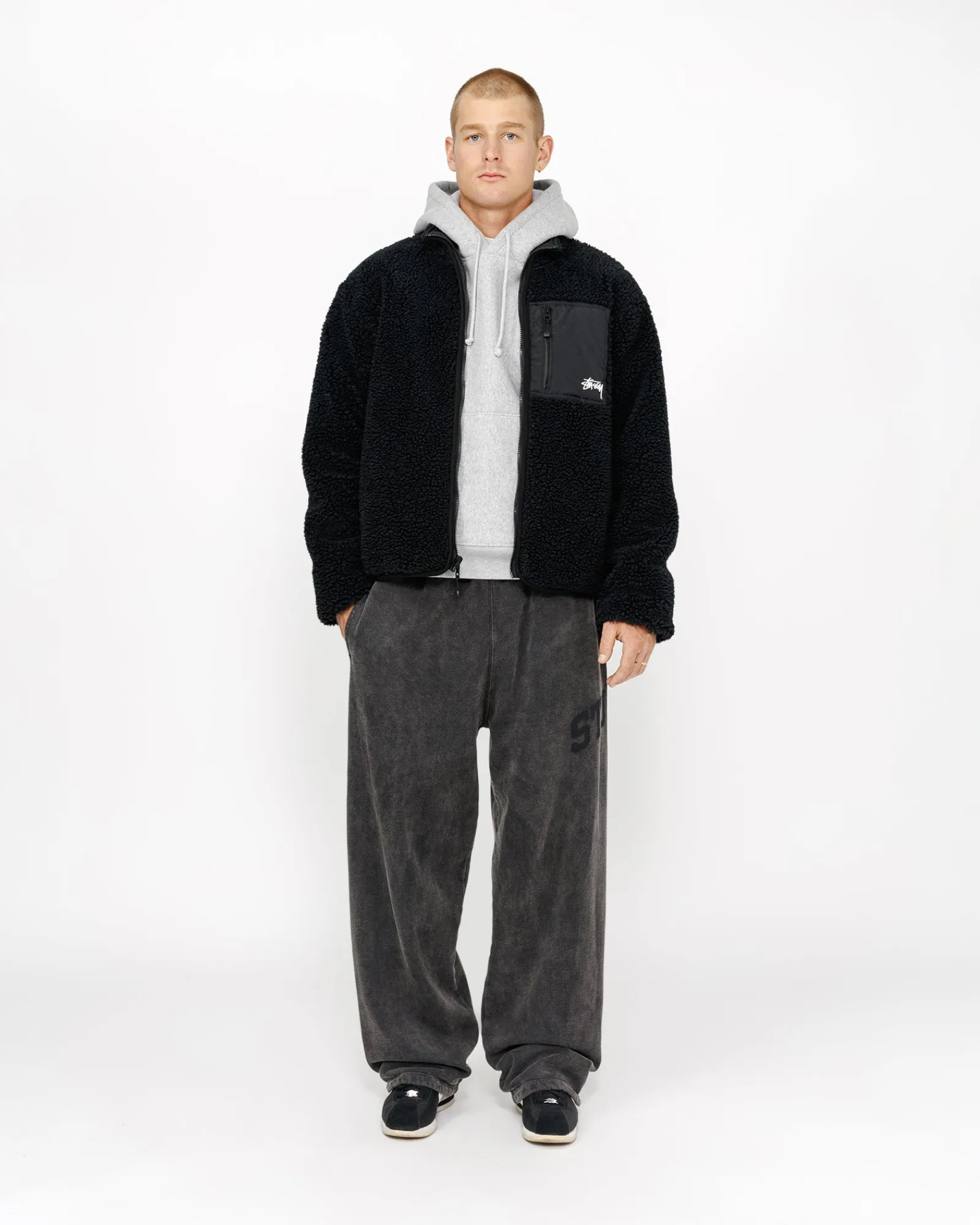 Outerwear>Stüssy SHERPA REVERSIBLE JACKET Black