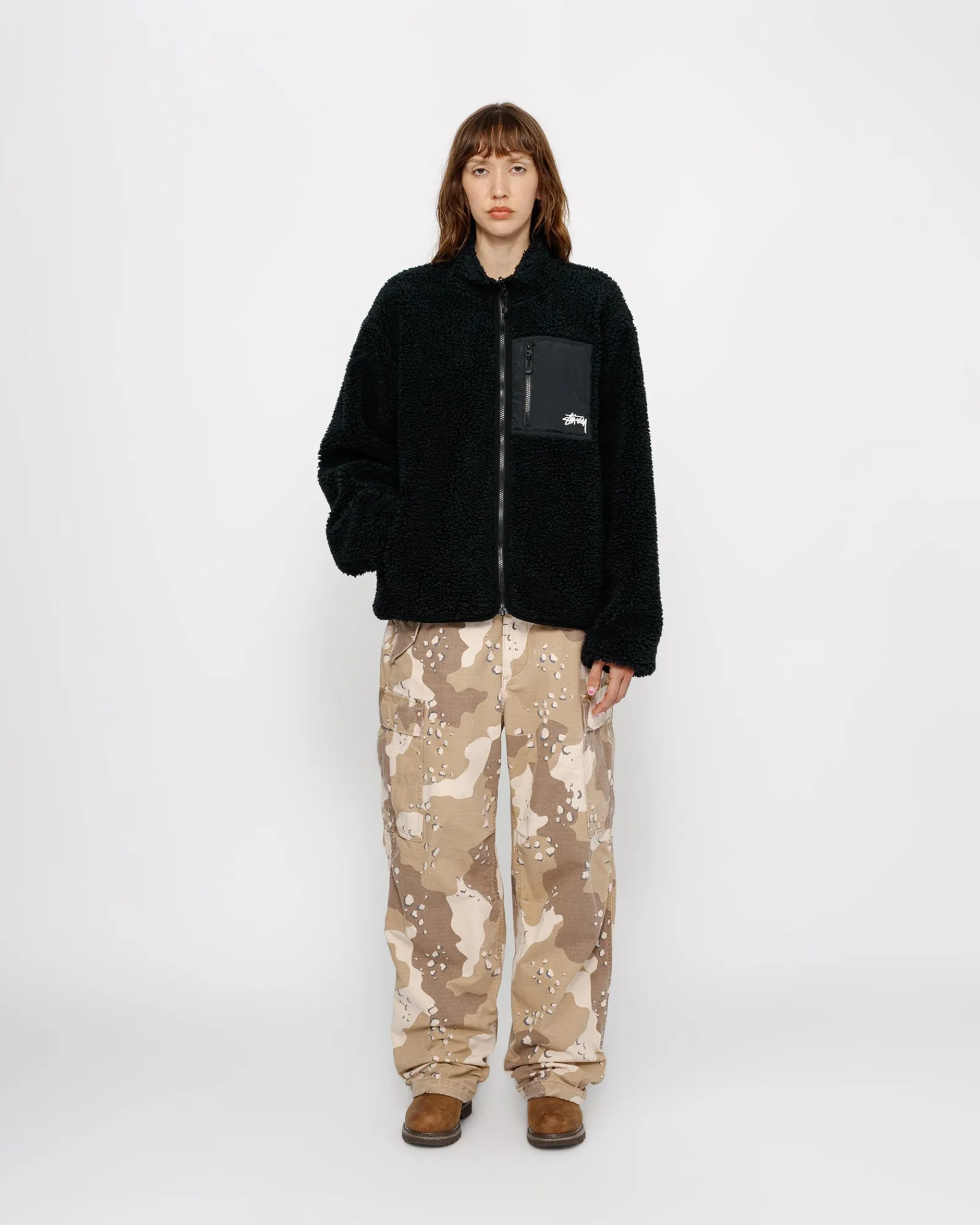 Outerwear>Stüssy SHERPA REVERSIBLE JACKET Black