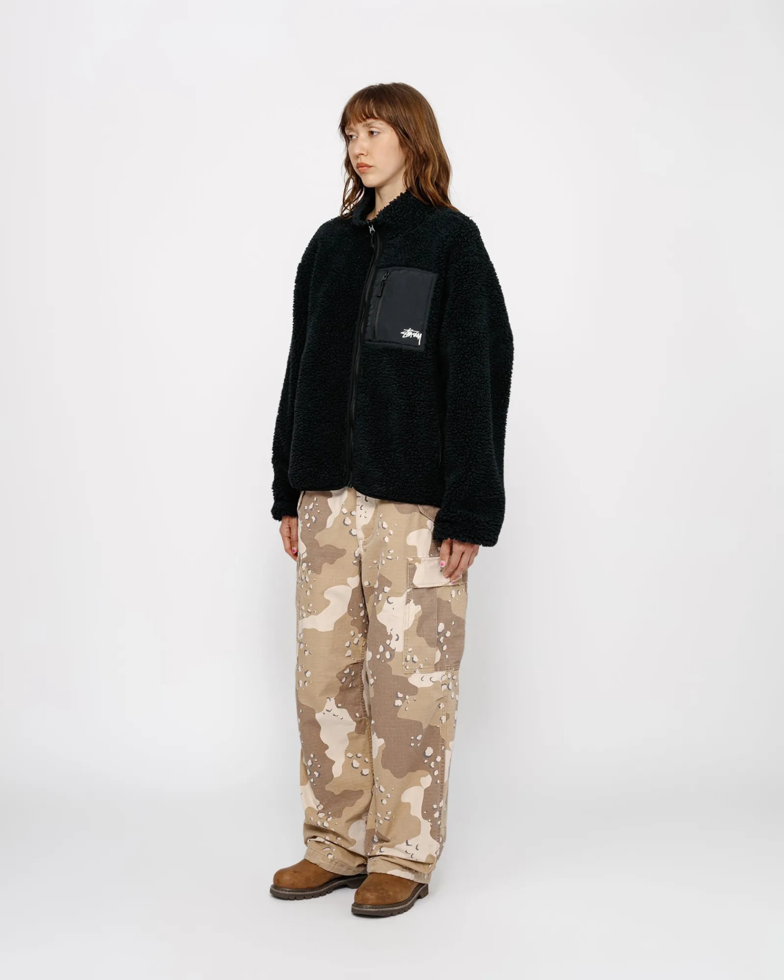 Outerwear>Stüssy SHERPA REVERSIBLE JACKET Black