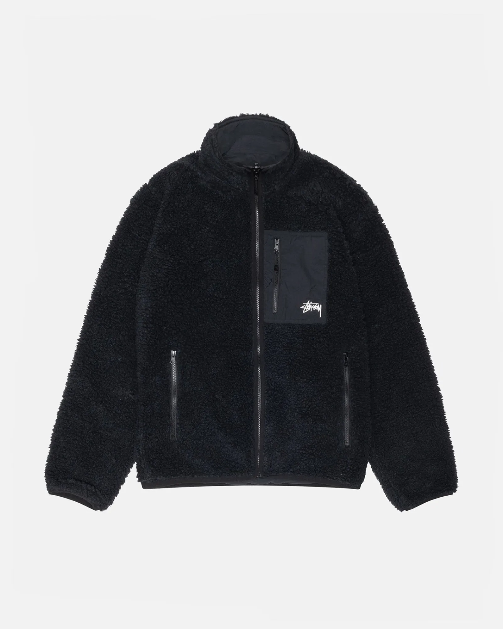 Outerwear>Stüssy SHERPA REVERSIBLE JACKET Black