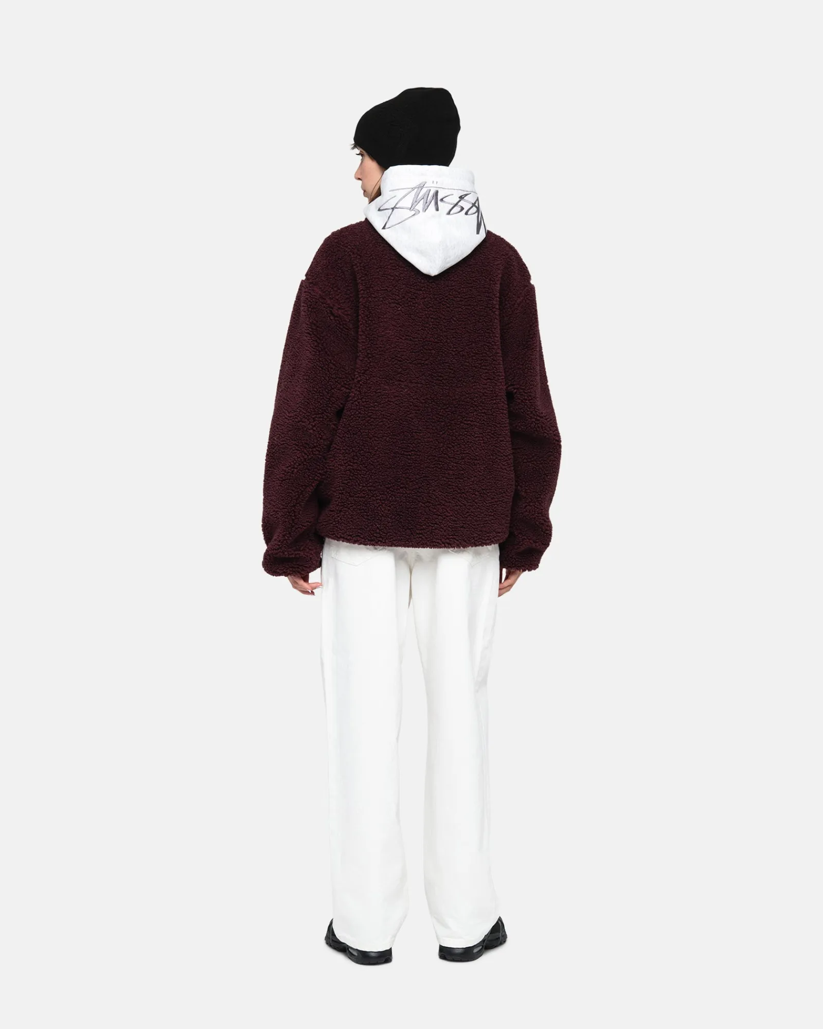 Outerwear>Stüssy SHERPA REVERSIBLE JACKET Burgundy