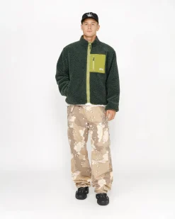 Outerwear>Stüssy SHERPA REVERSIBLE JACKET Dark Green