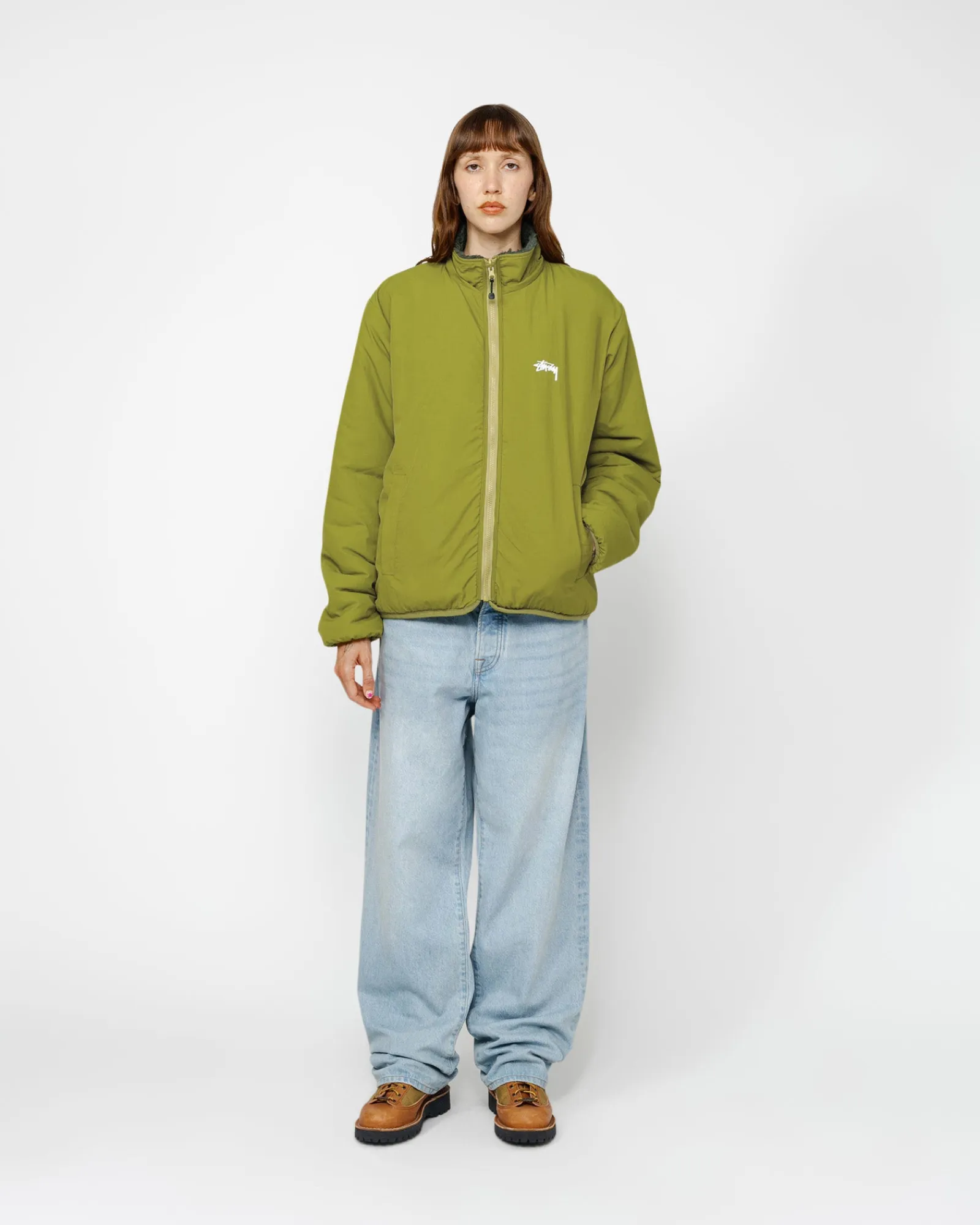 Outerwear>Stüssy SHERPA REVERSIBLE JACKET Dark Green