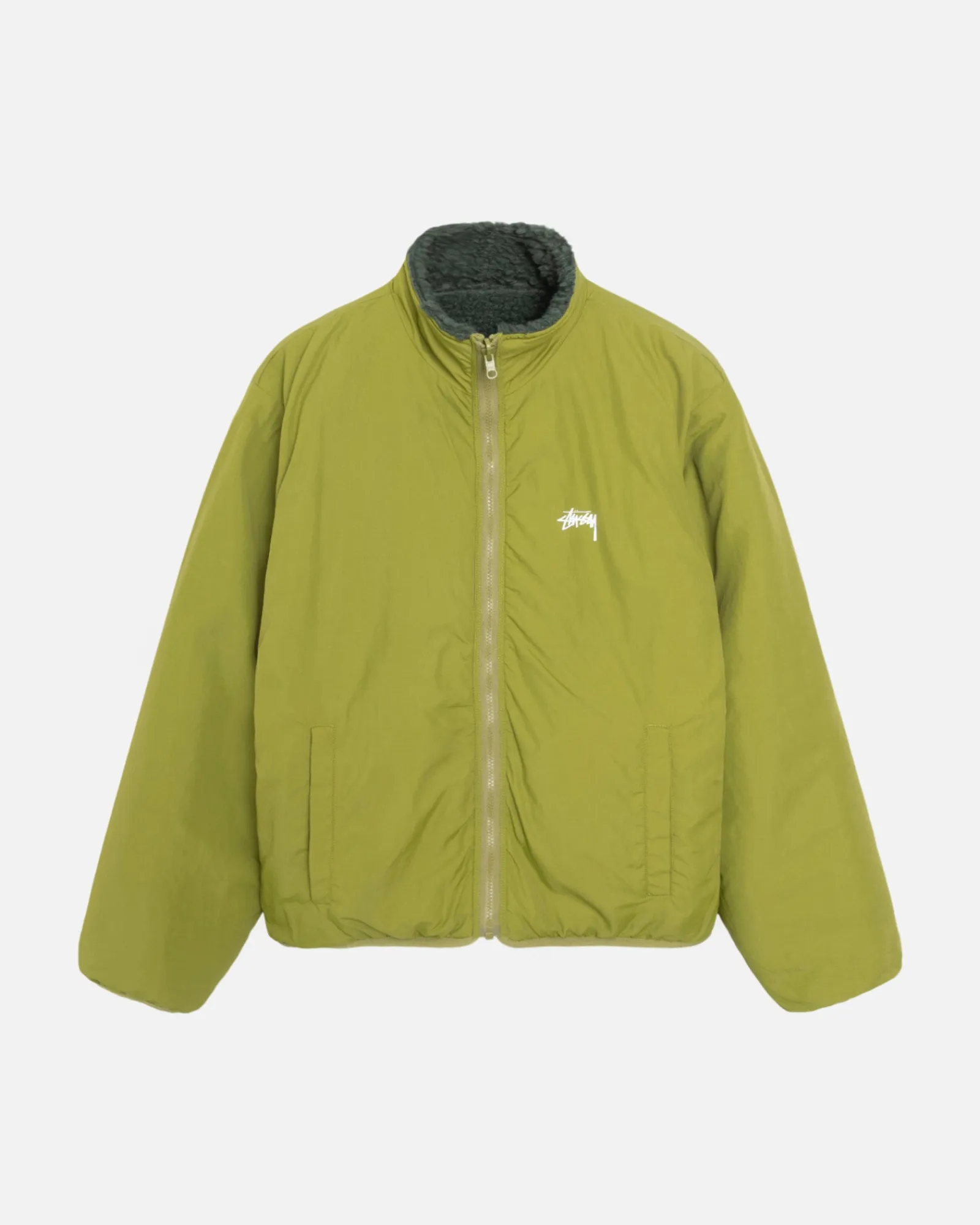Outerwear>Stüssy SHERPA REVERSIBLE JACKET Dark Green