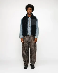 Outerwear>Stüssy SHERPA REVERSIBLE VEST Black