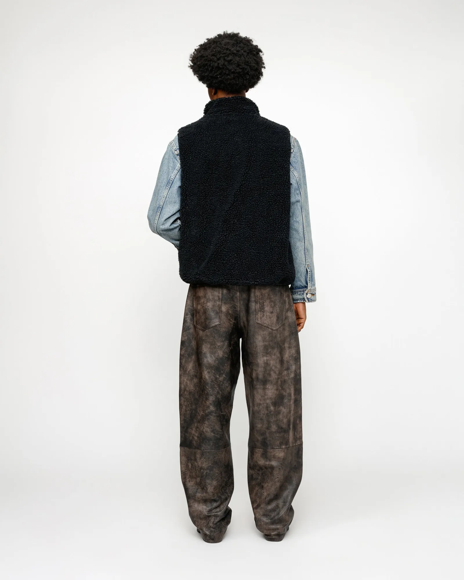 Outerwear>Stüssy SHERPA REVERSIBLE VEST Black