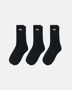 Accessories>Stüssy STOCK CREW SOCKS 3 PACK Black