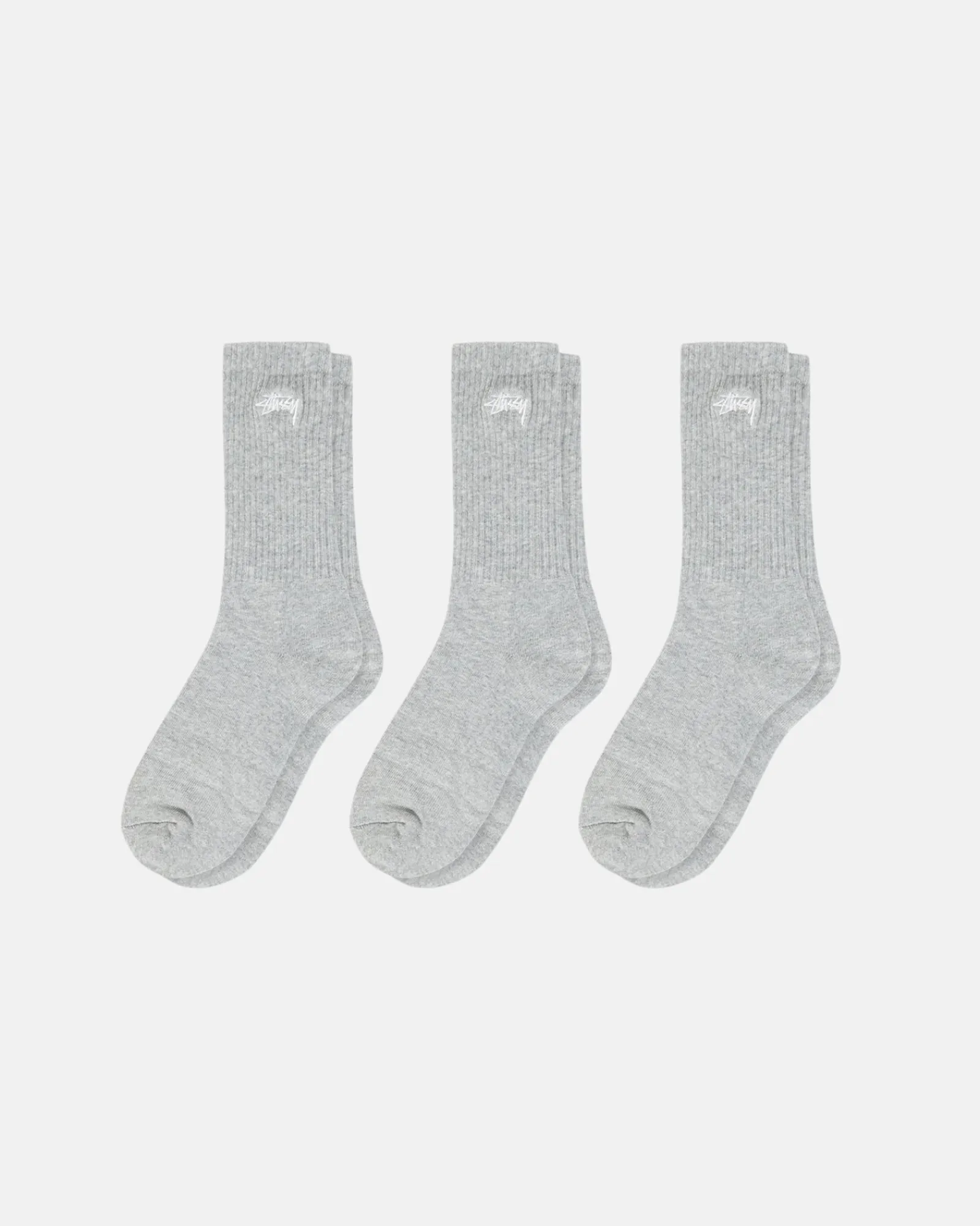 Accessories>Stüssy STOCK CREW SOCKS 3 PACK Grey Heather