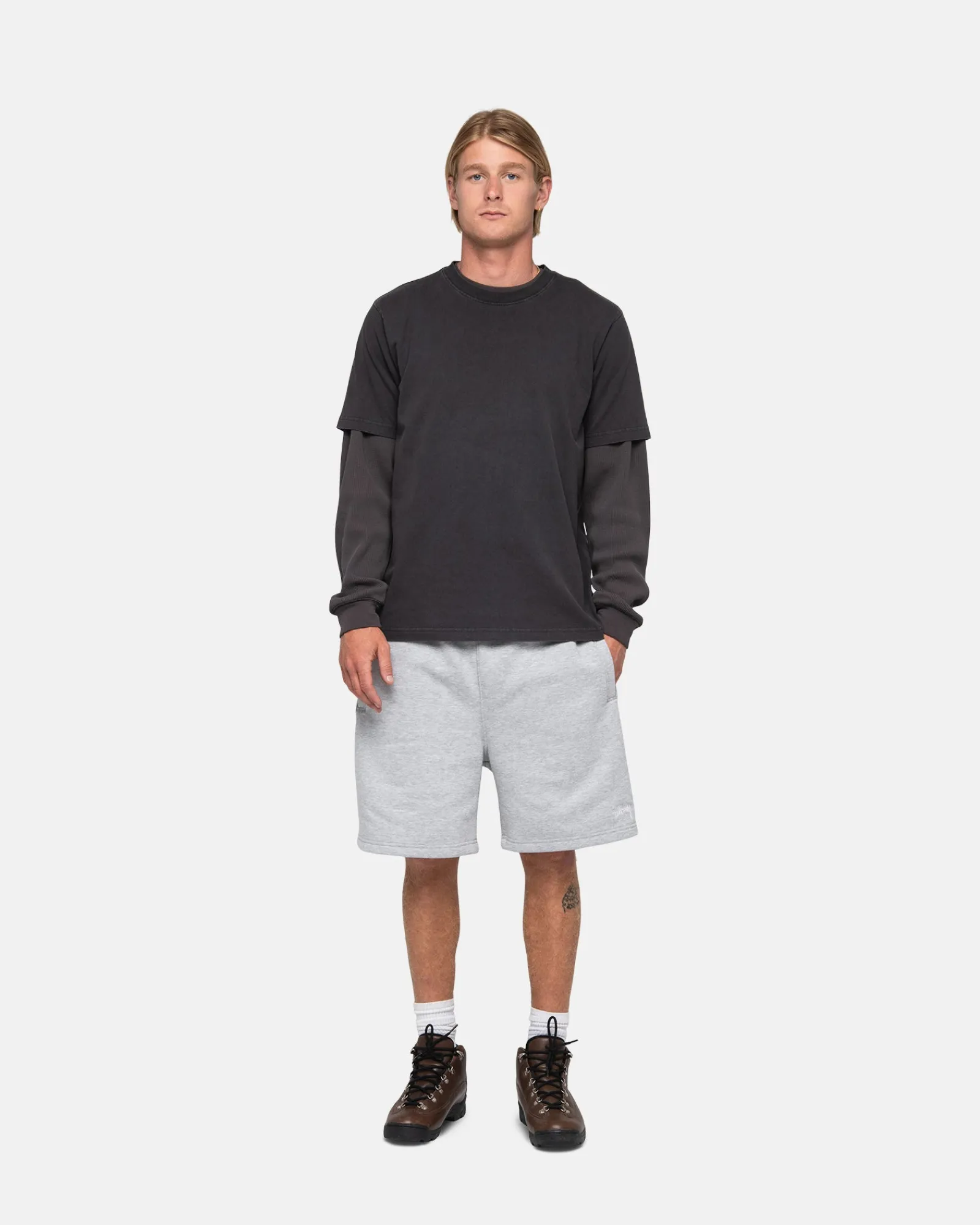 Shorts>Stüssy STOCK LOGO SWEATSHORT Grey Heather