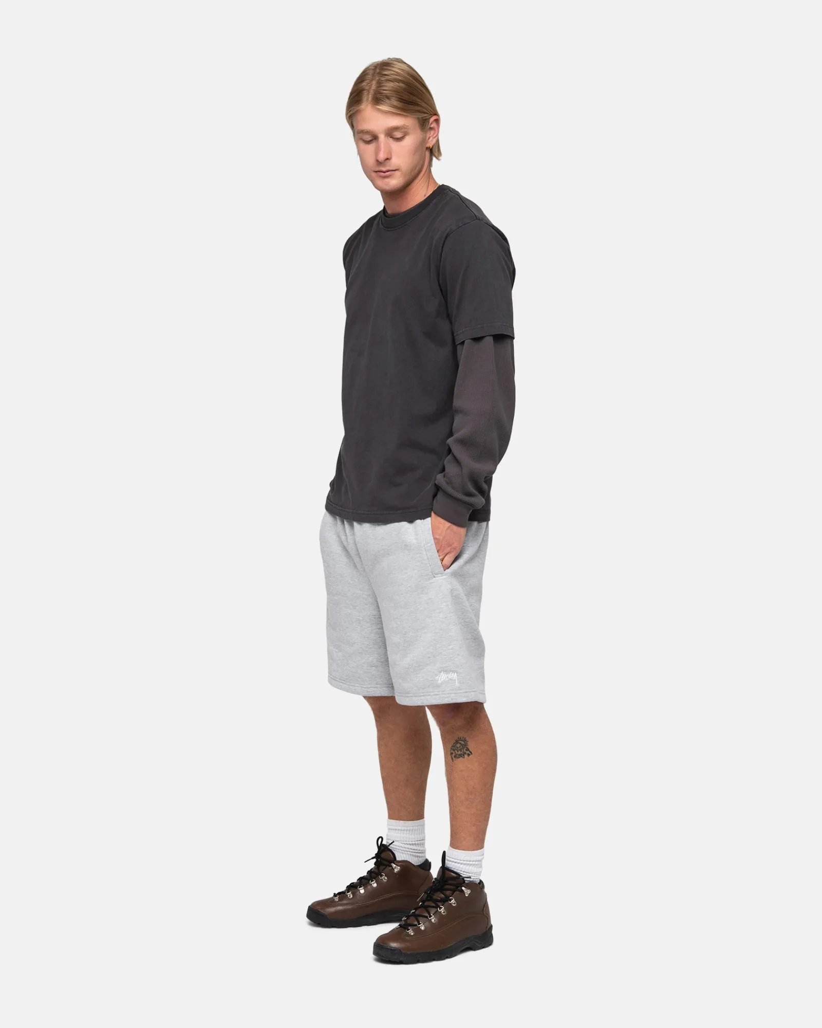 Shorts>Stüssy STOCK LOGO SWEATSHORT Grey Heather
