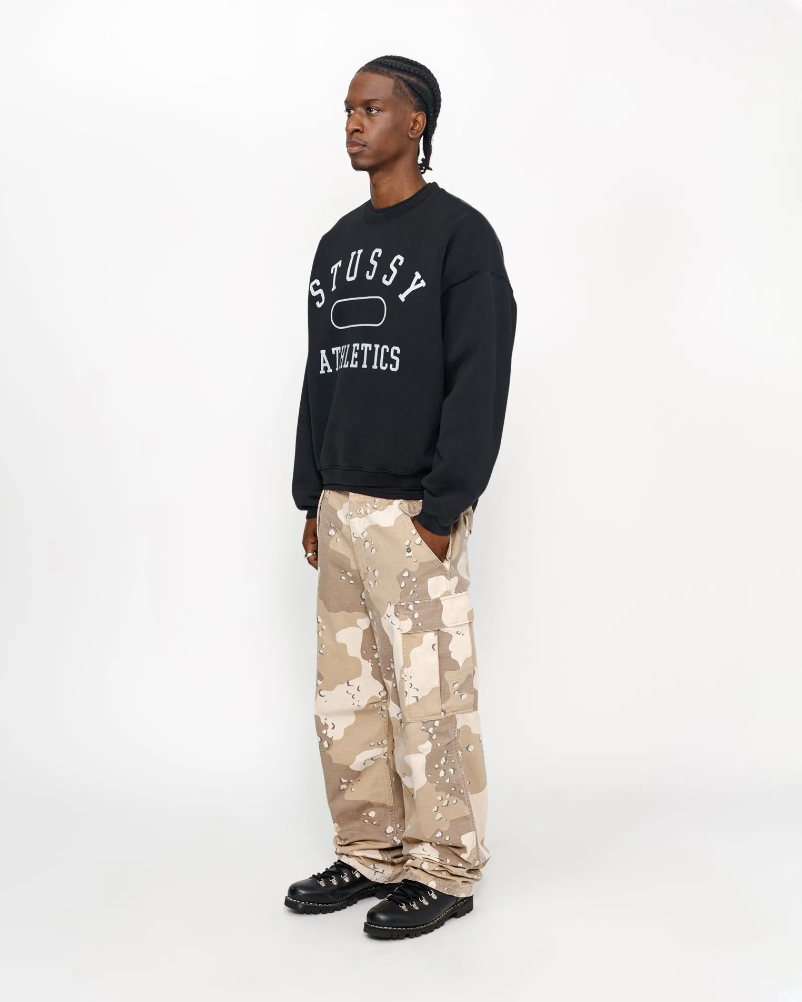 Crews>Stüssy STÜSSY ATHLETICS CREW Washed Black