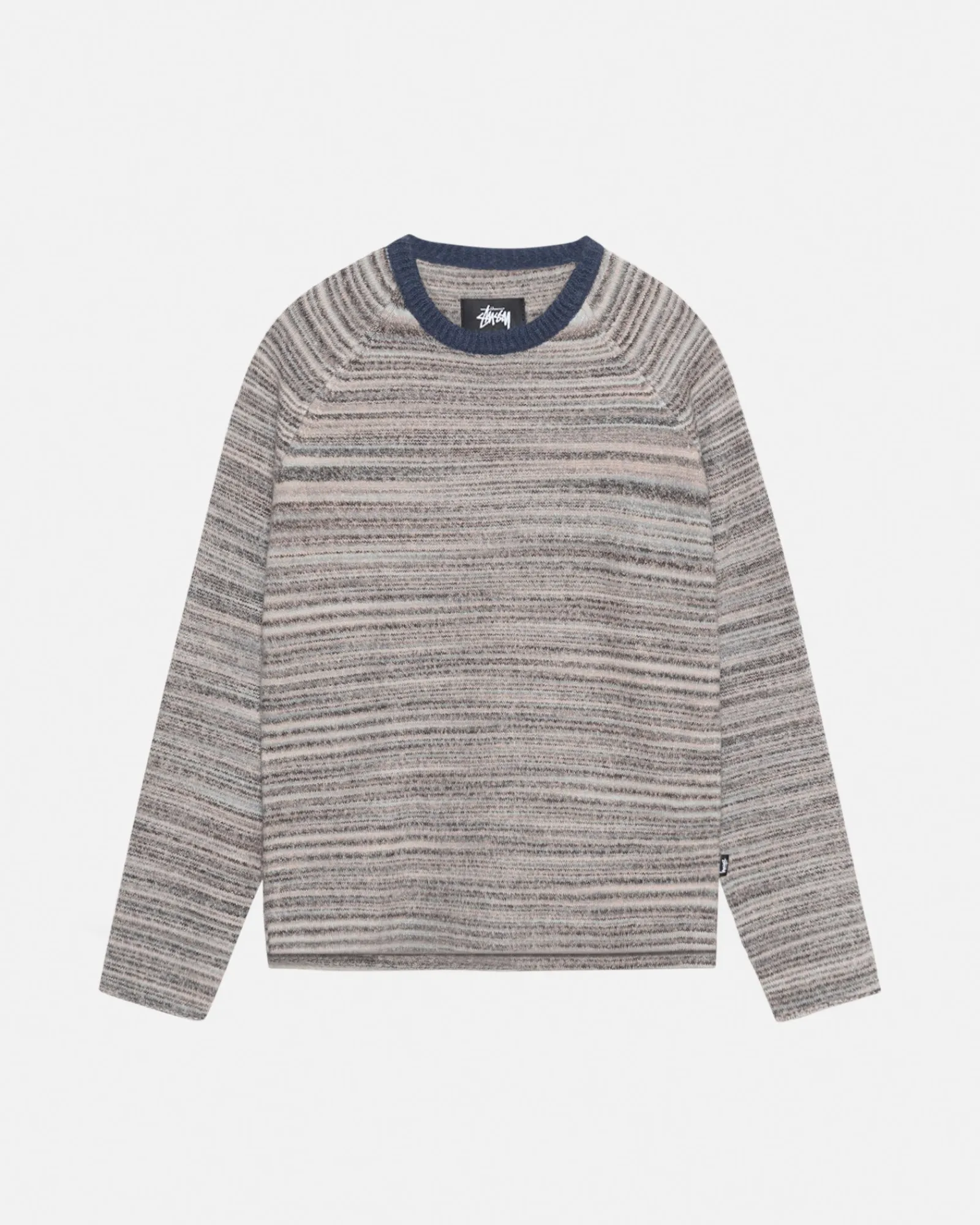Knits>Stüssy TEXTURED KNIT CONTRAST COLLAR CREW Grey Multi